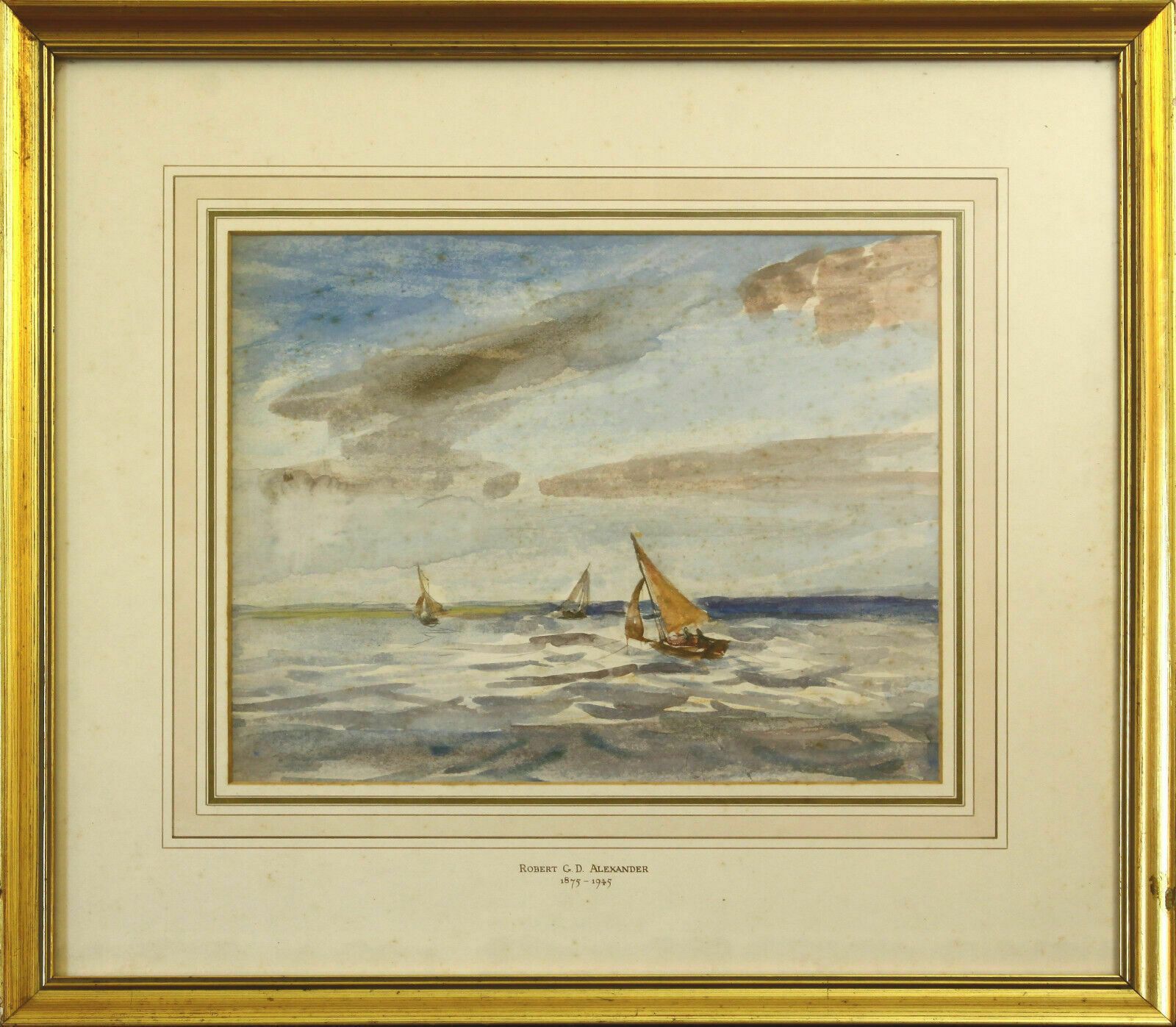 Watercolour By Robert G. D. Alexander. Sailing Off The Essex Coast