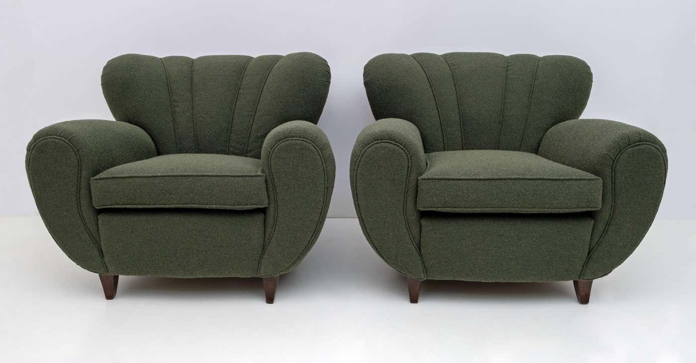 William Ulrich Art Deco Italian Buckle Armchairs, 1940s, Pair photo furniture