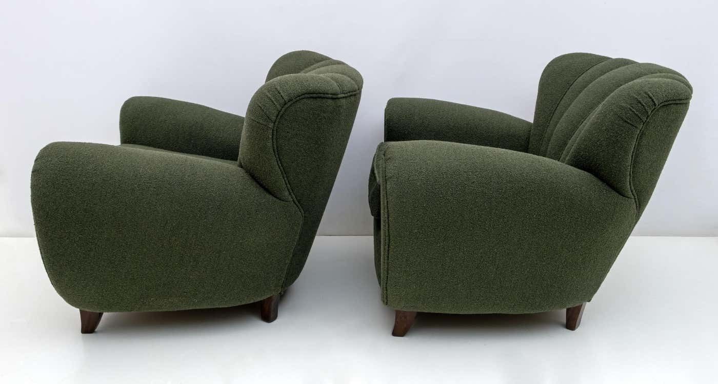 William Ulrich Art Deco Italian Buckle Armchairs, 1940s, Pair photo vintage