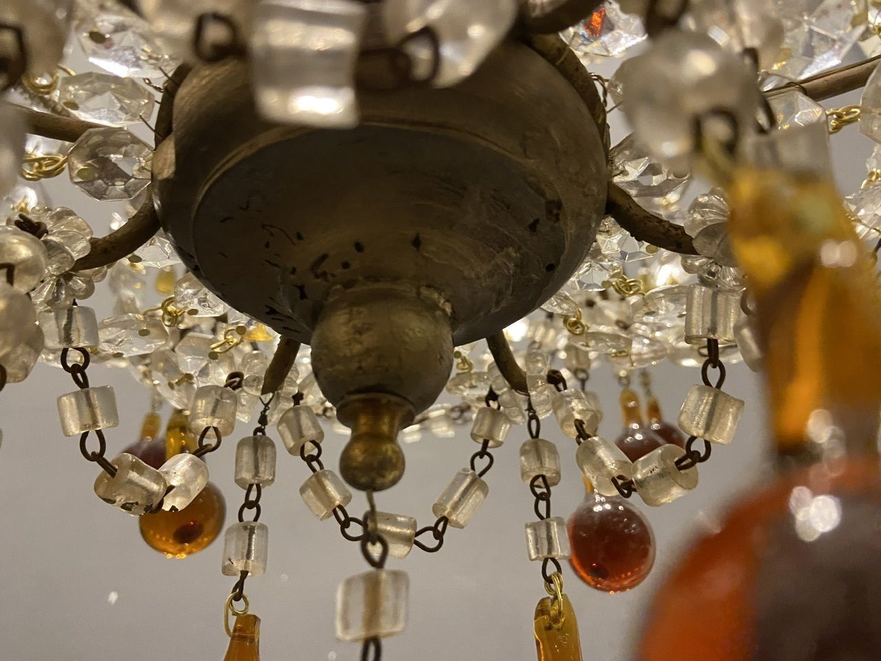 Large Antique Macaroni Crystal Beaded Chandelier 1940’s photo 1350.0