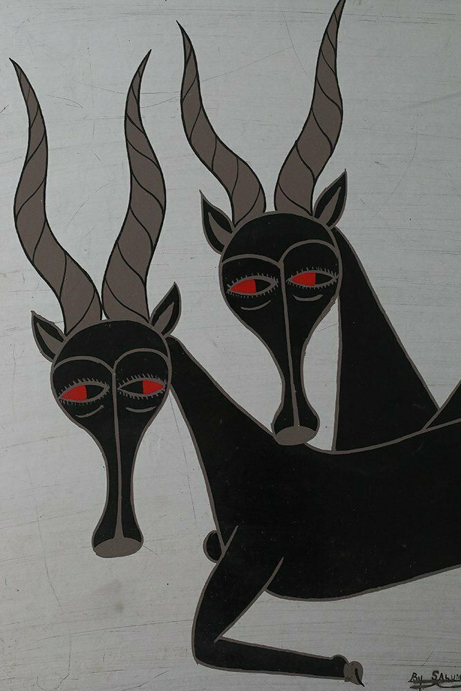 Salum Mussa, African Tingatinga School Composition, 1970s, Oil On Board photo Art