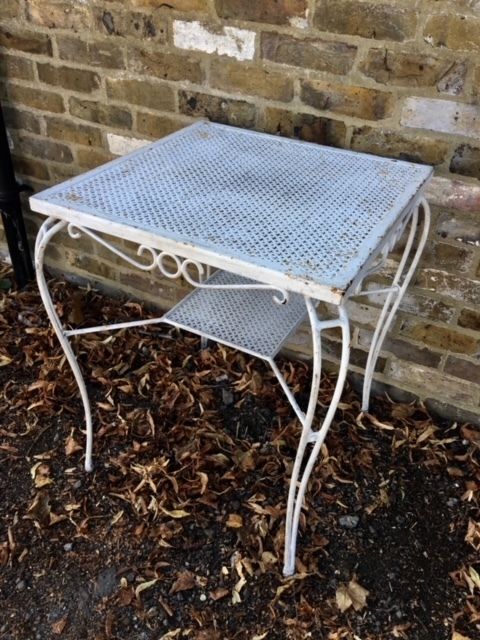 Mid Century Wrought Iron White Garden  Bistrotable, 1950s, French photo 495.0