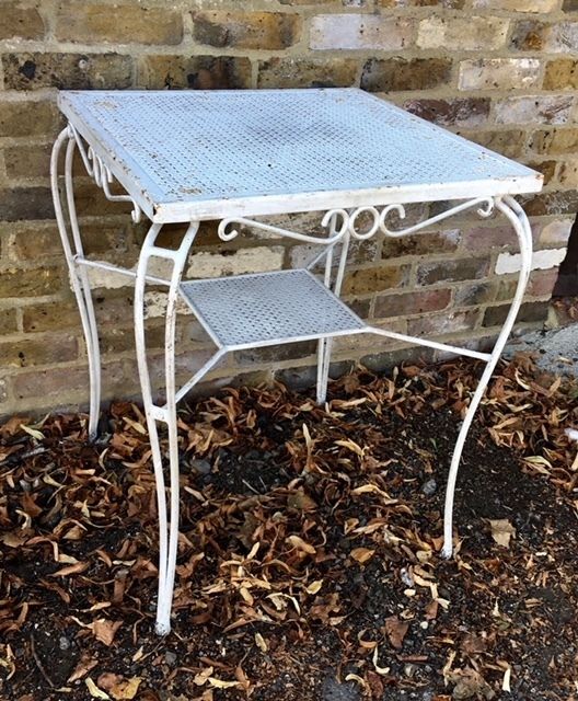 Mid Century Wrought Iron White Garden  Bistrotable, 1950s, French photo buy