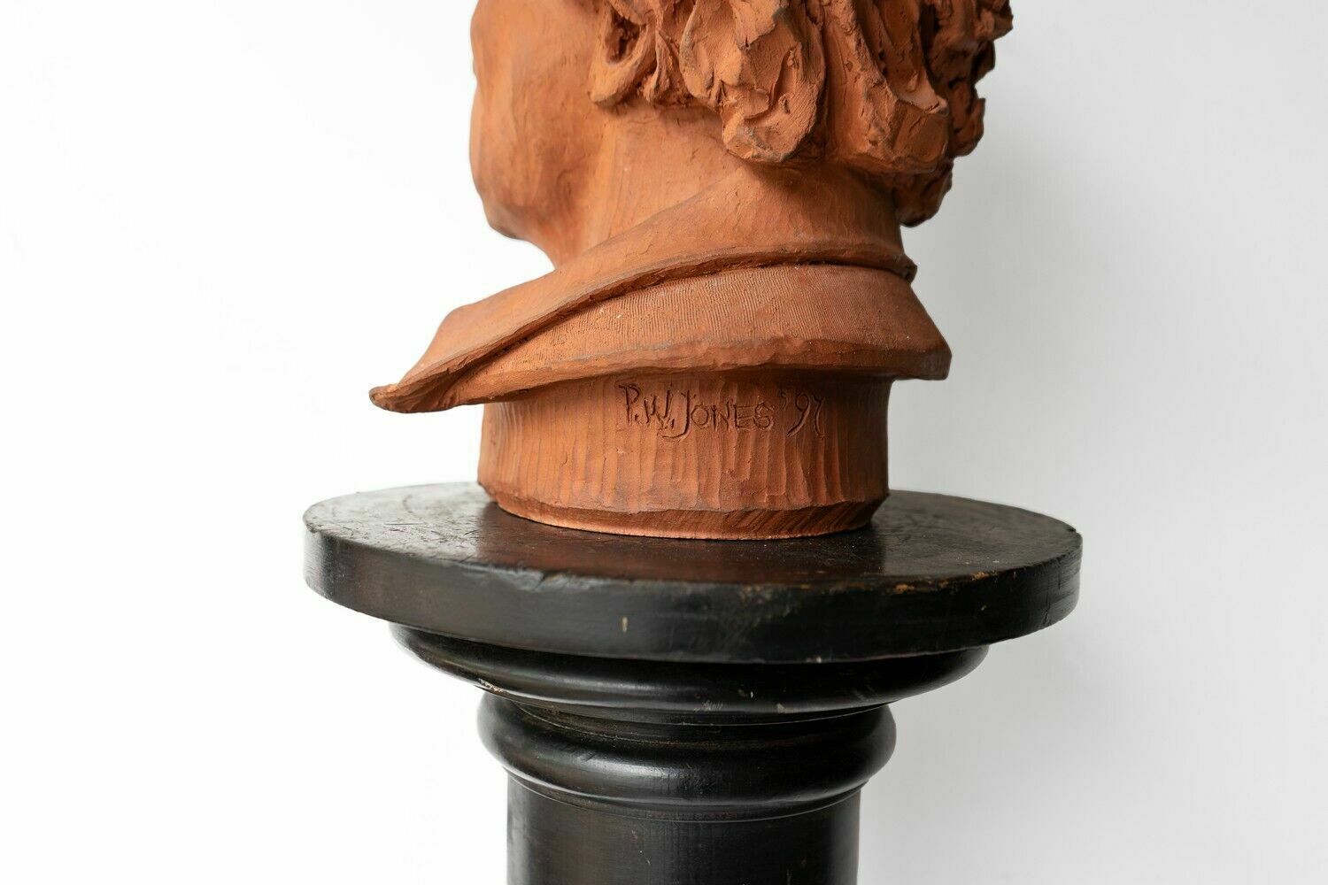 photo furniture Vintage Ceramic Terracotta Portrait Bust Sculpture, Late 20th Century