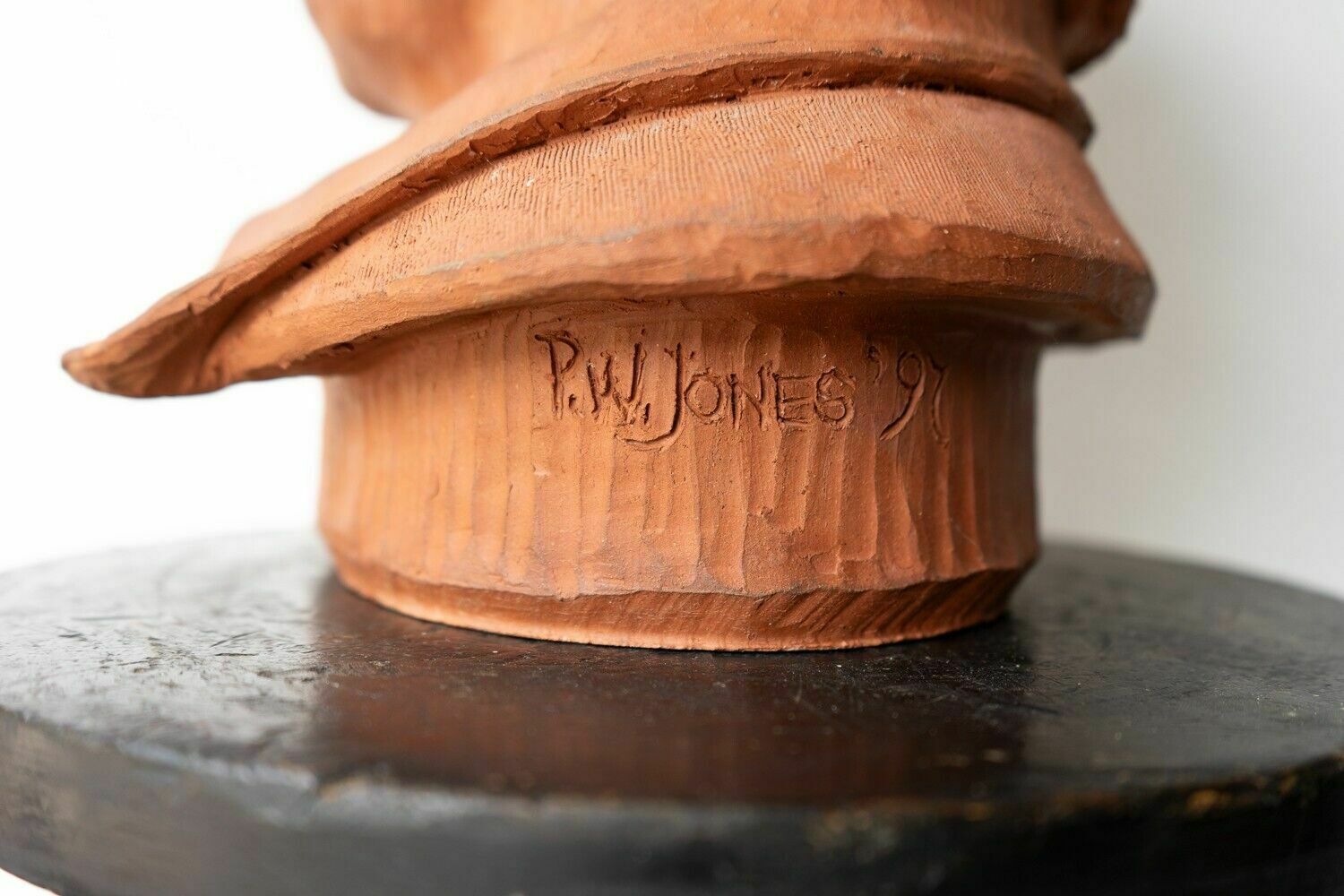 photo for sale Vintage Ceramic Terracotta Portrait Bust Sculpture, Late 20th Century