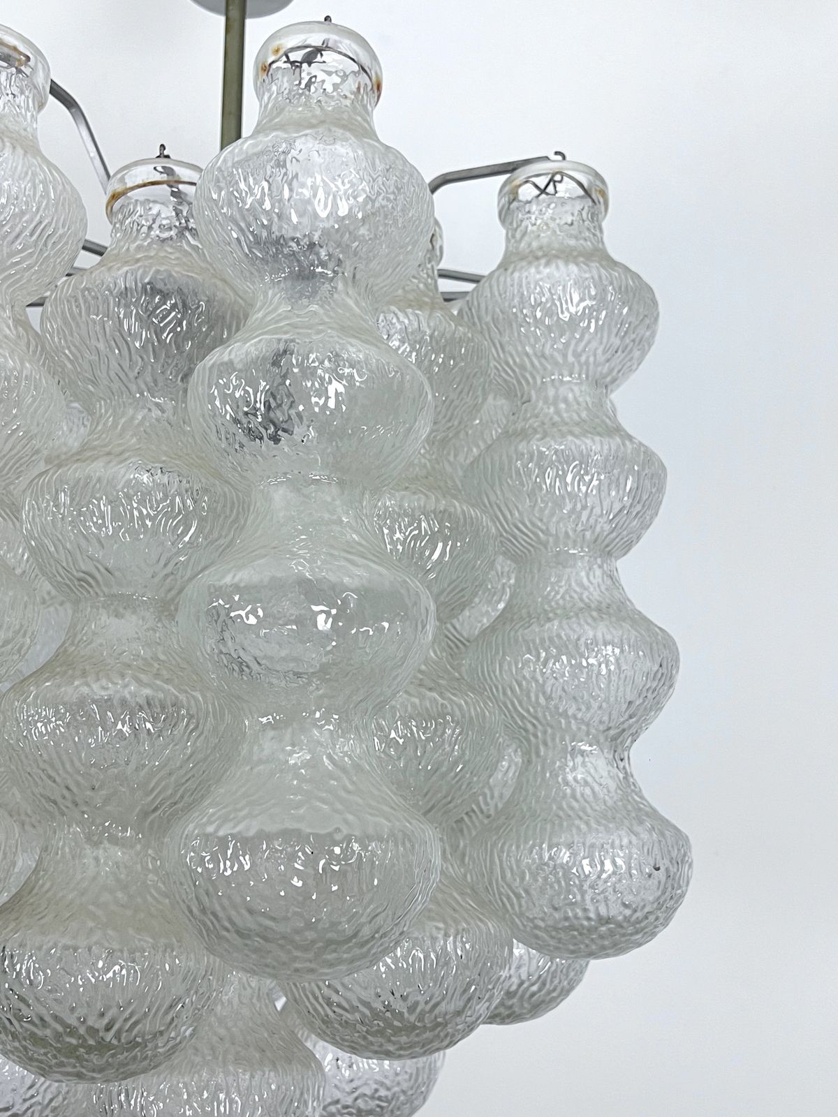 Lighting Pair Of Mid Century Murano Bubble Glass Chandeliers. Italy 1960s photo