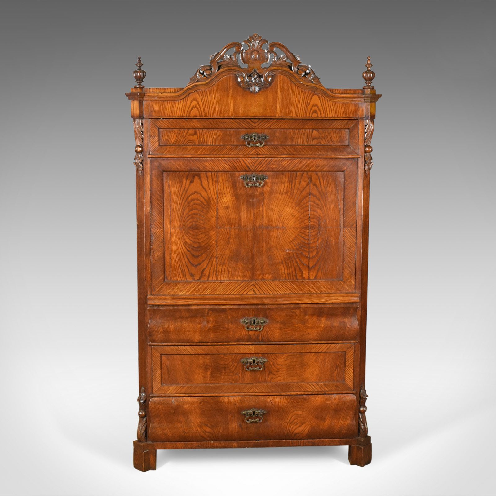 Antique Bureau Desk, French, Escritoire, Oak, 19th Century Circa 1870 photo Furniture