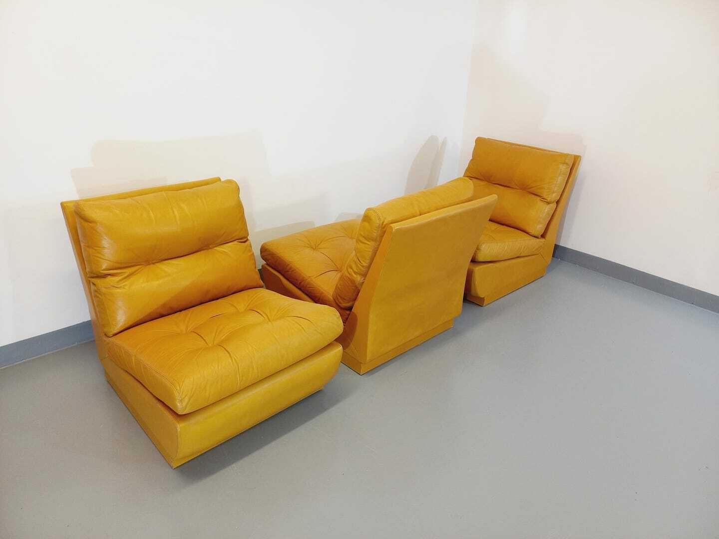 3 fauteuils Roche Bobois en cuir photo vinterior