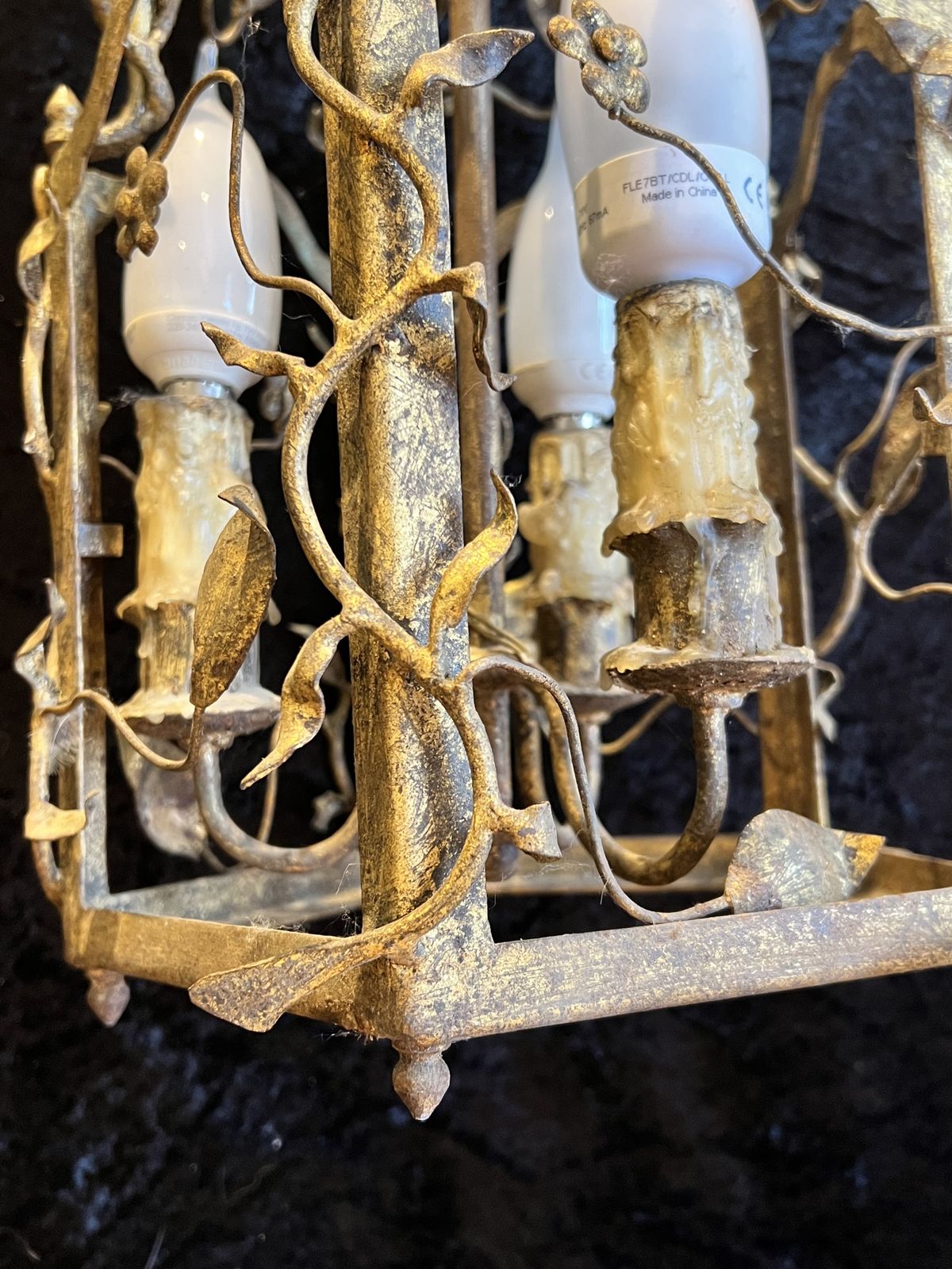 Lighting Italian Gilt Three Light Antique Lantern photo