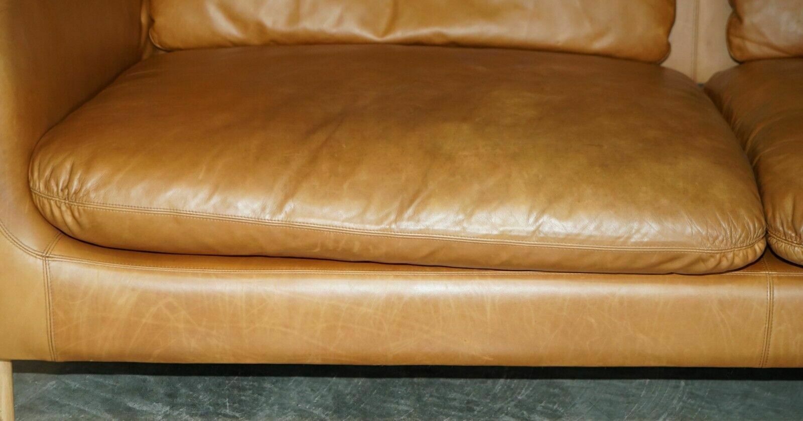 Habitat Smithfield Aron Probyn 50th Anniversary Brown Leather Sofa & Armchair photo vintage