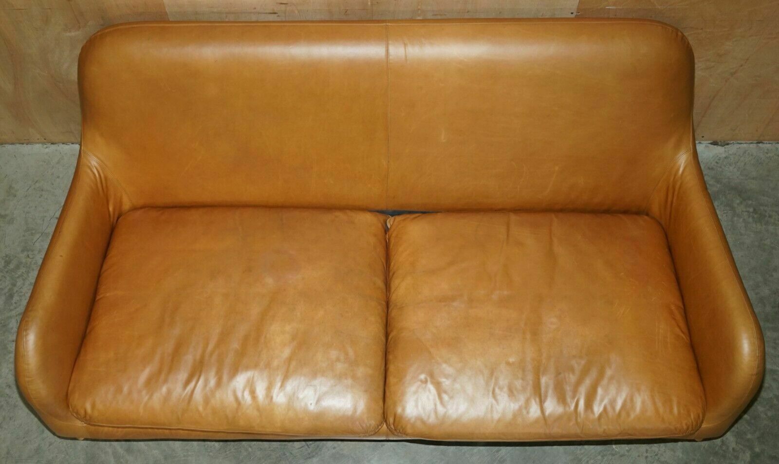 Furniture Habitat Smithfield Aron Probyn 50th Anniversary Brown Leather Sofa & Armchair photo