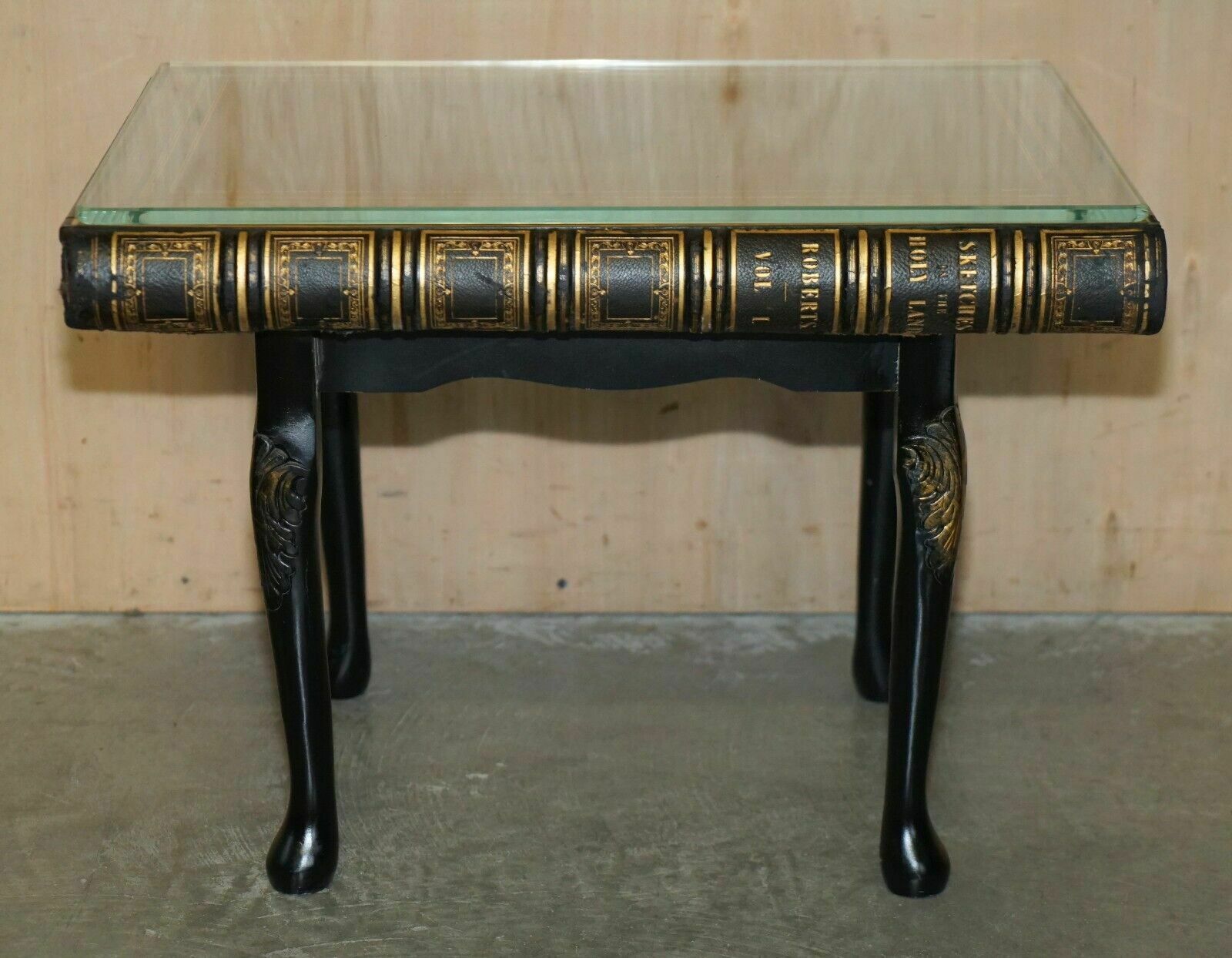 Pair Of Faux Book Topped Side End Lamp Wine Tables On Elegant Cabriole Legs photo Furniture