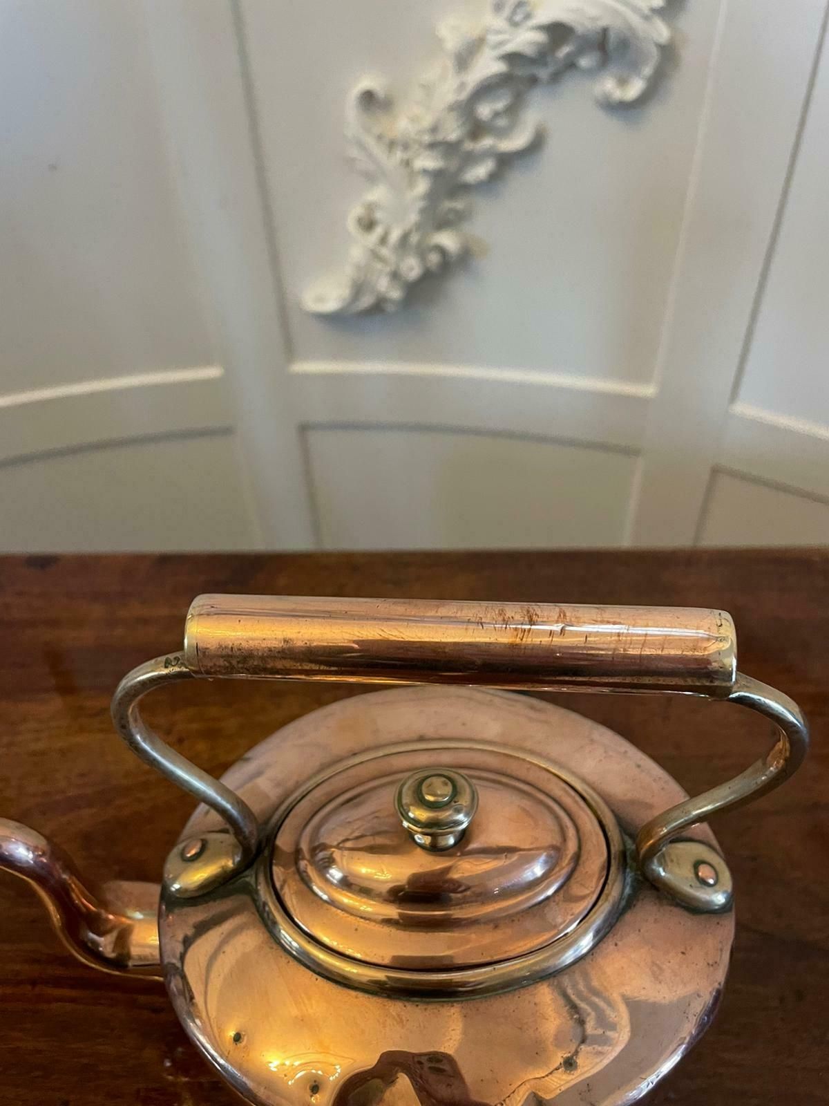 Unusual Small Antique George III Quality Oval Shaped Copper Kettle photo for sale