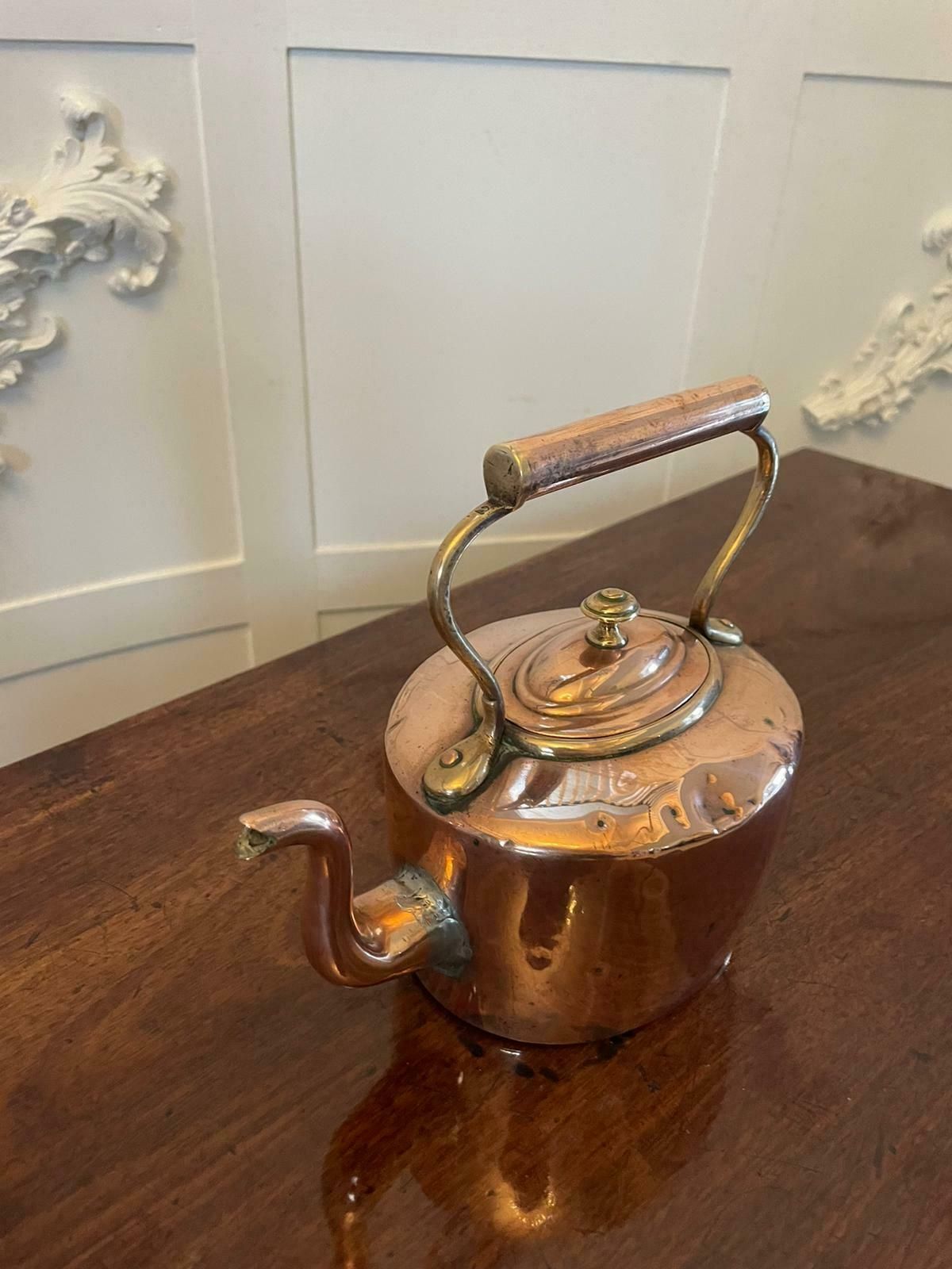 Unusual Small Antique George III Quality Oval Shaped Copper Kettle photo Home Decor