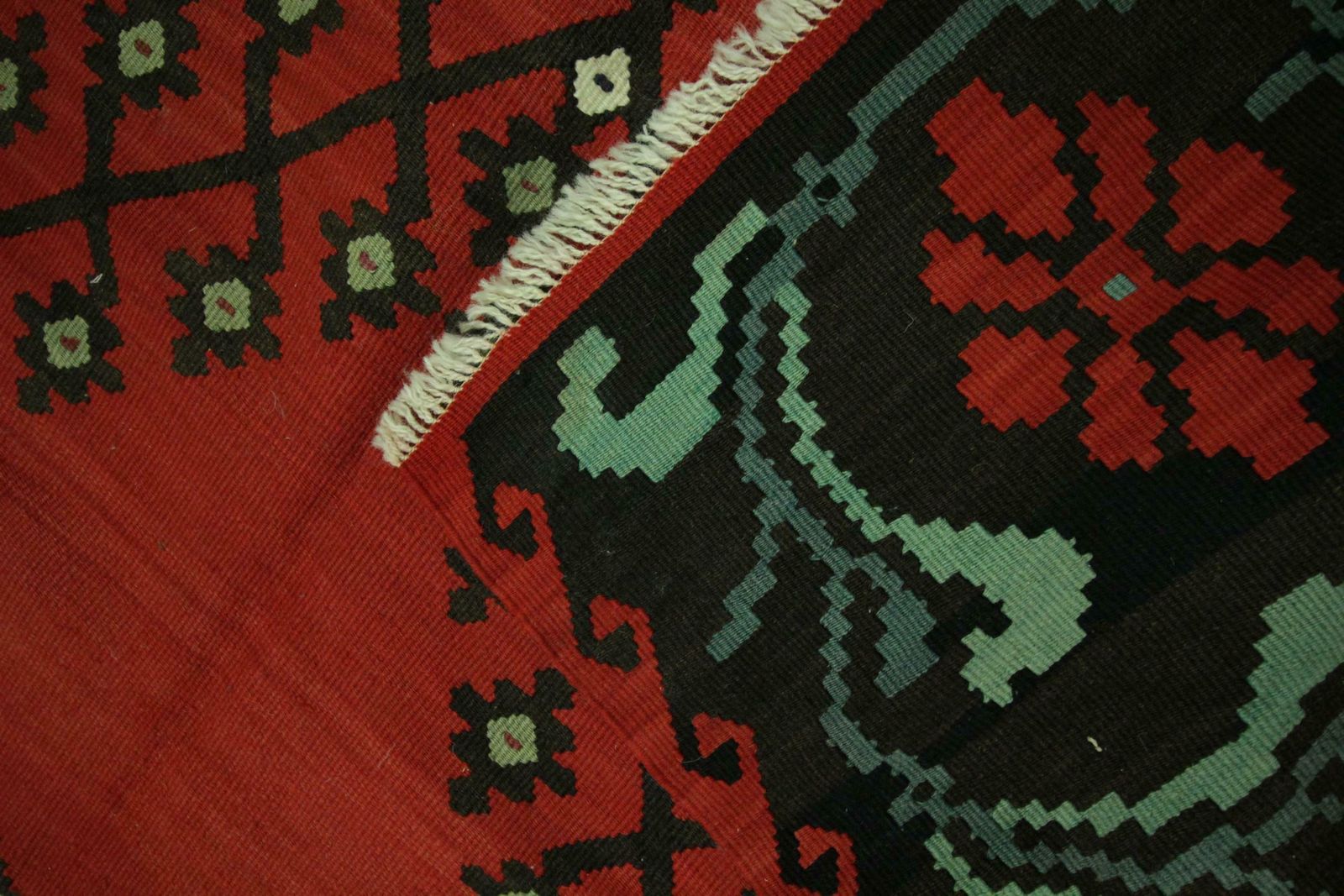 Antique Kilim Rug Red Handwoven Carpet Caucasian Red Wool Kilims photo buy