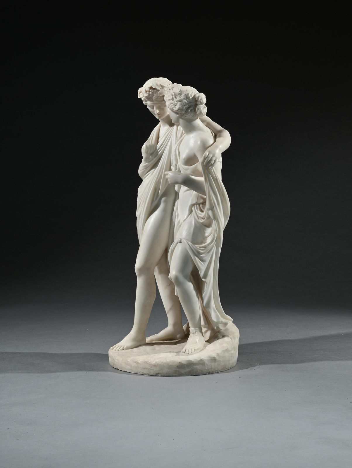 Fine Italian Early 19th Century Marble Group Of Bacchus And Ariadne After The Antique, Attributed To Carlo Albacini C.1800 photo buy