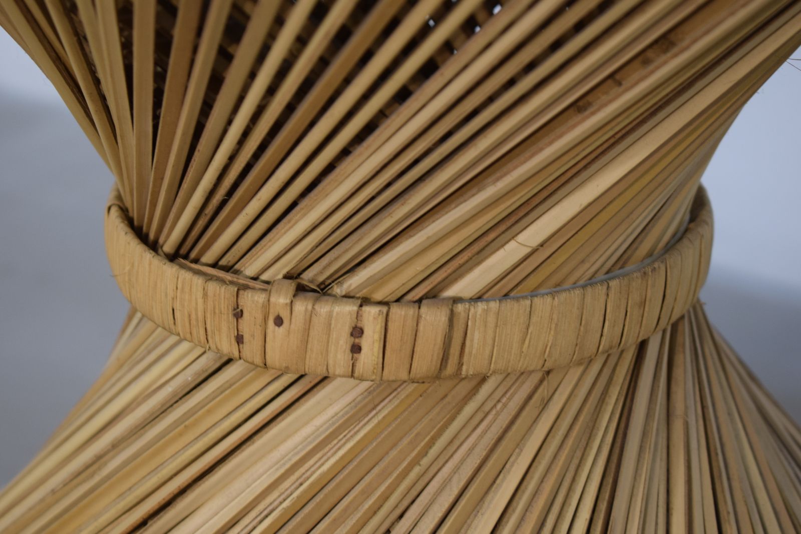 Italian Coffee Table, Straw And Smoked Glass, 1970s photo vinterior