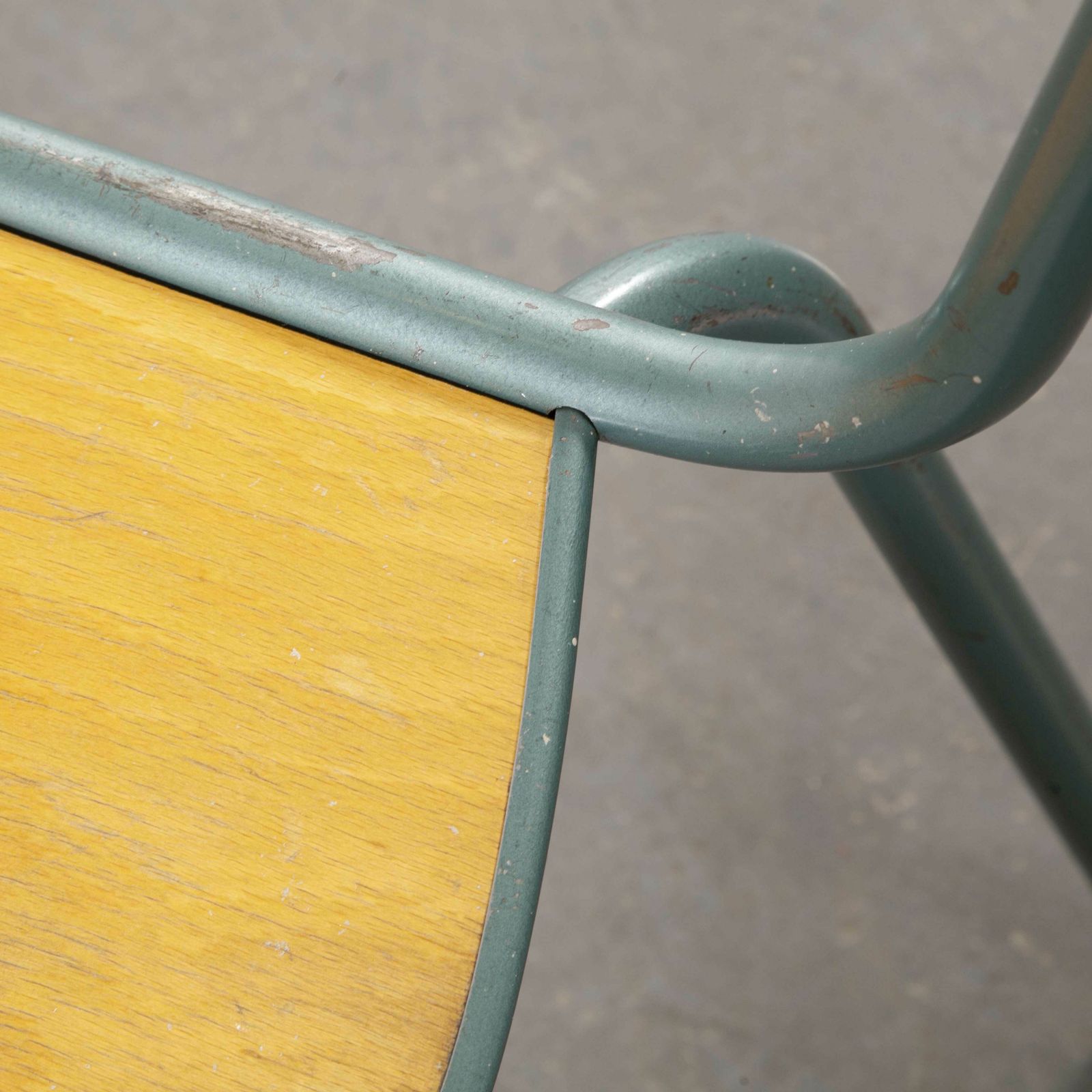 1950’s French Mullca Vintage Stacking School Dining Chairs Aqua Model 510 Set Of Six photo furniture