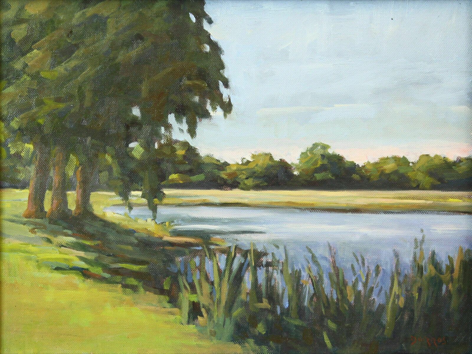 Oil On Canvas By Ken Dorros. Countryside Lake View photo furniture