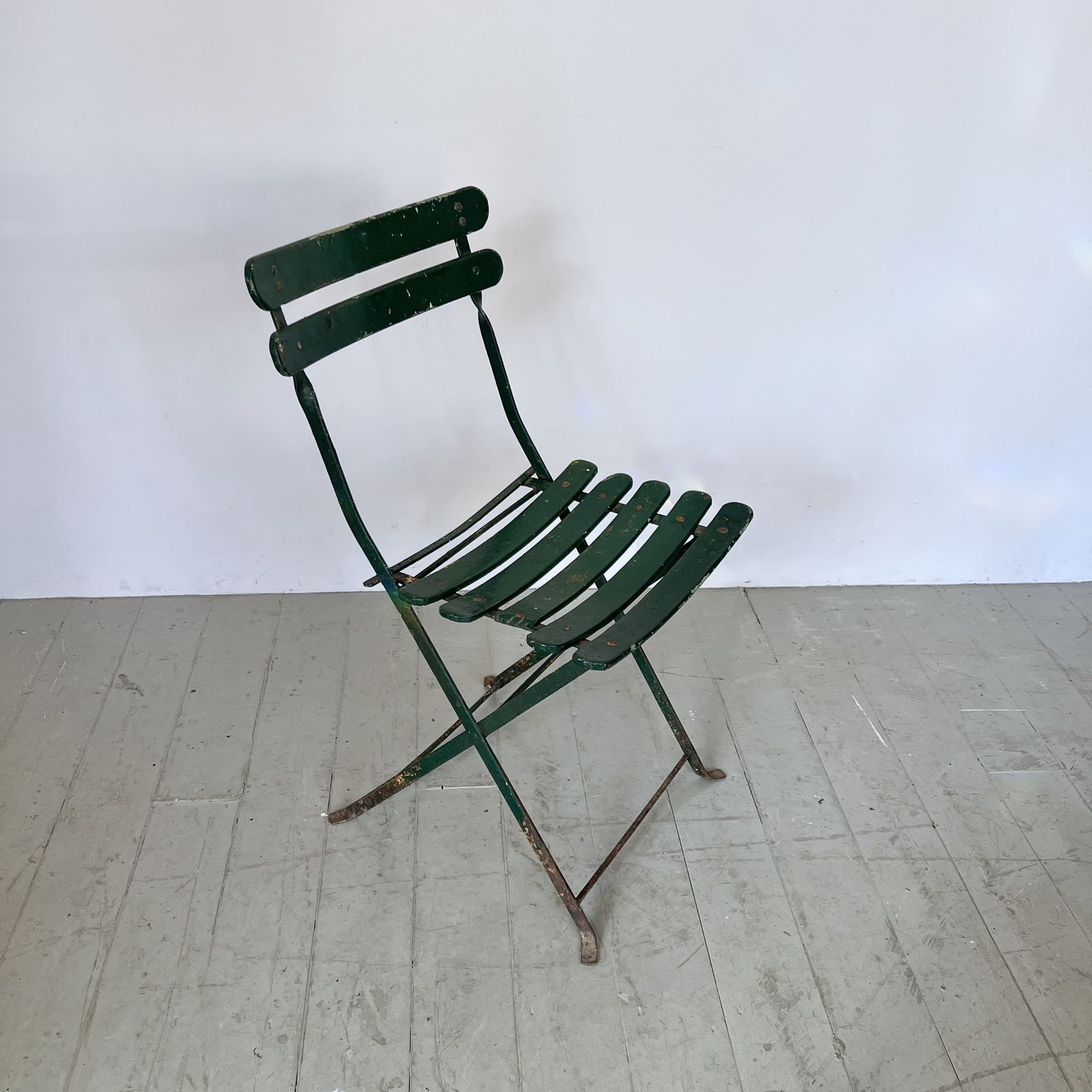 photo for sale Three French Green Painted Folding Bistro Chairs