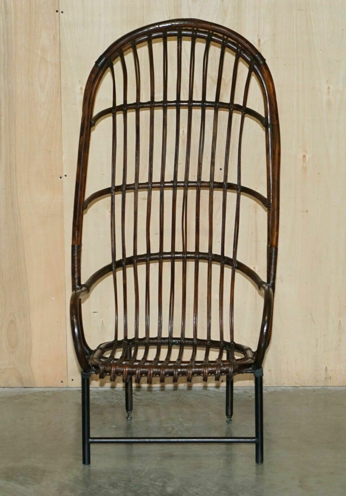 Rare Antique Thonet Style French Bamboo Steel Base Porters Wingback Armchair photo furniture