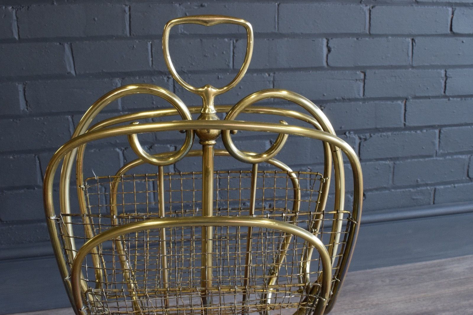 Victorian Brass Paper Rack, 1800s photo for sale