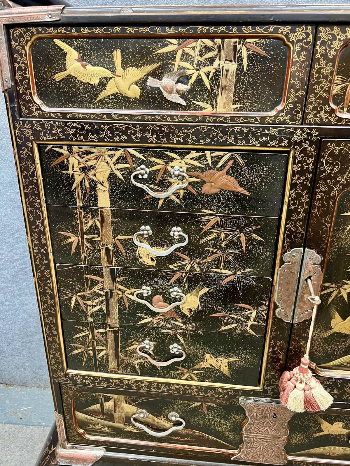 Japanese Meiji Period Shodana Cabinet On Stand photo vintage