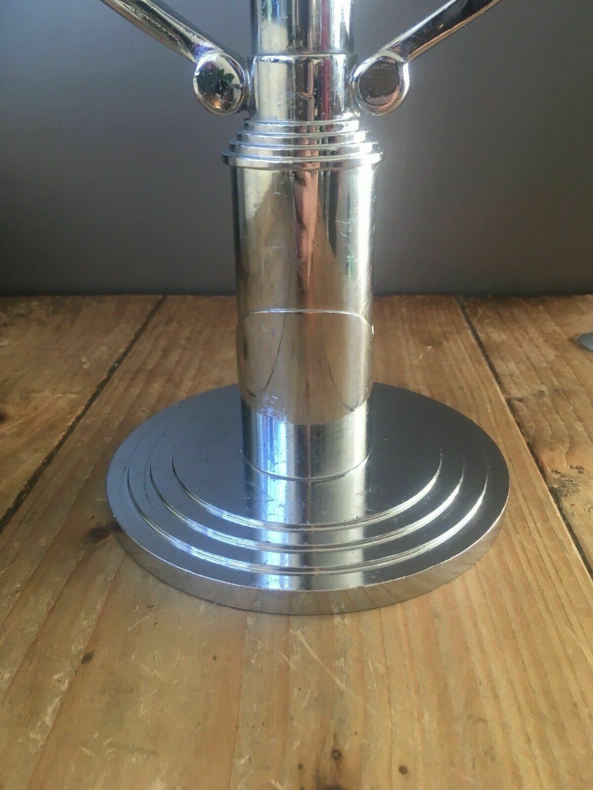 photo vintage Large Modernist Chrome Wmf Hotel 3 Branch Candelabrum Candlestick Candle Holder