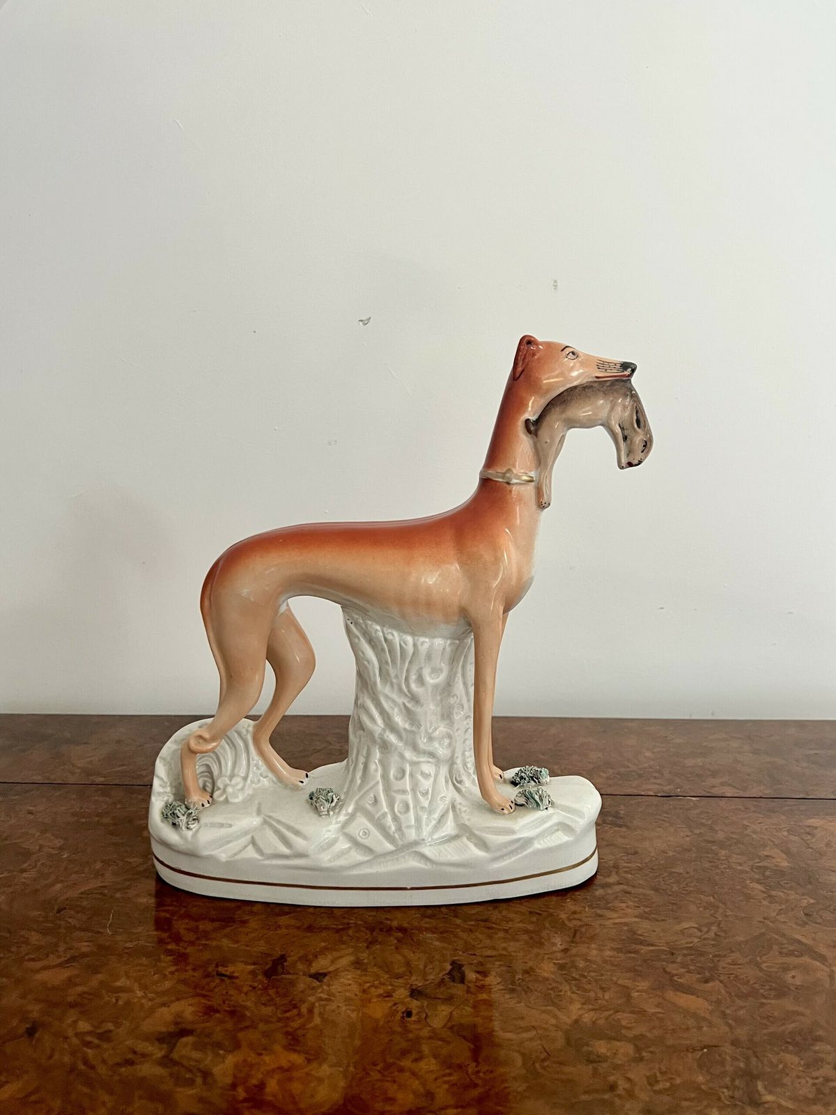 Unusually Large Antique Staffordshire Greyhound photo furniture