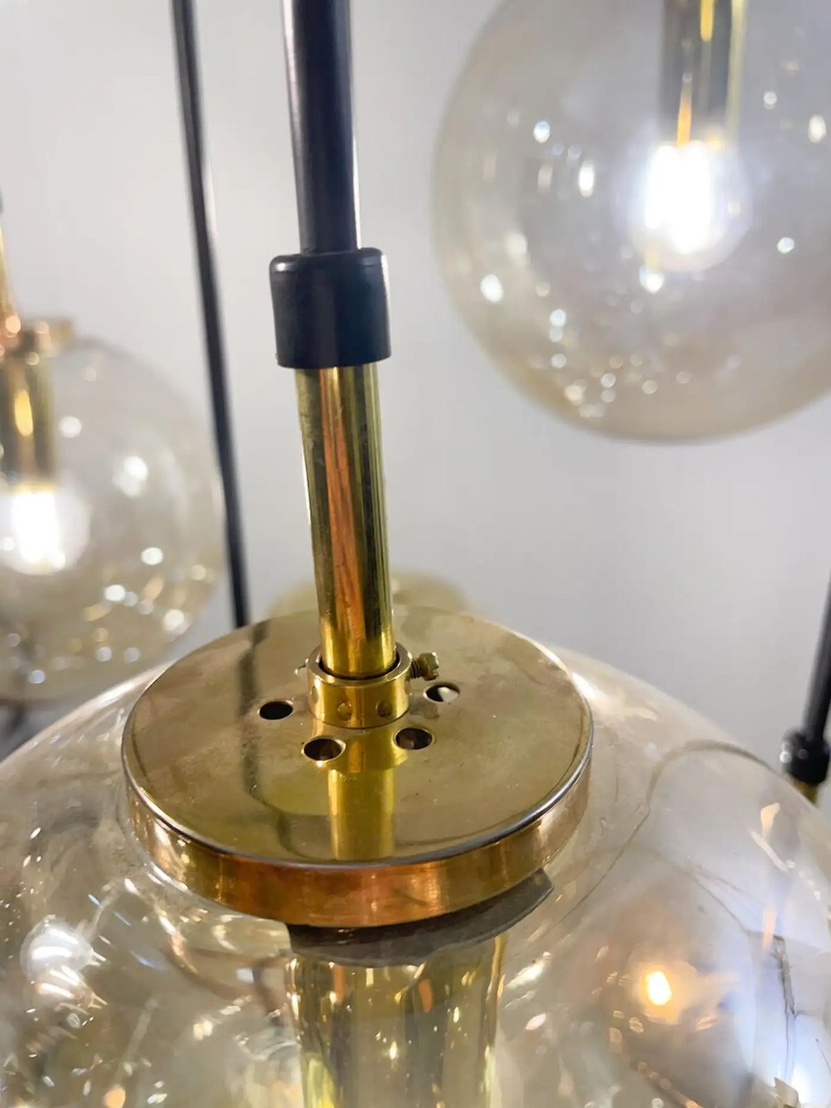 Mid Century Modern Cascade Chandelier, Glass Globes, Limburg, 1970s photo furniture