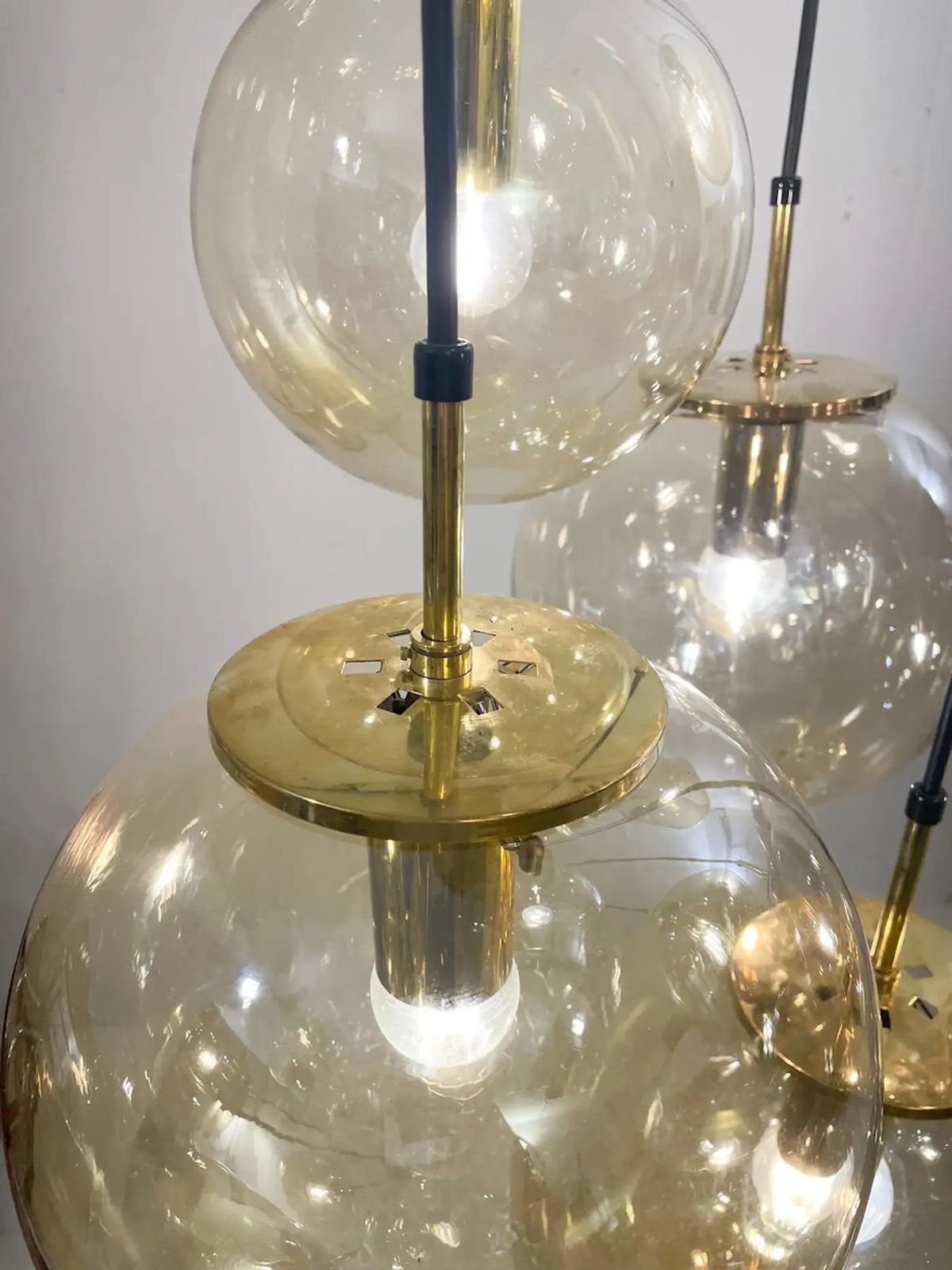Mid Century Modern Cascade Chandelier, Glass Globes, Limburg, 1970s photo 2360.0