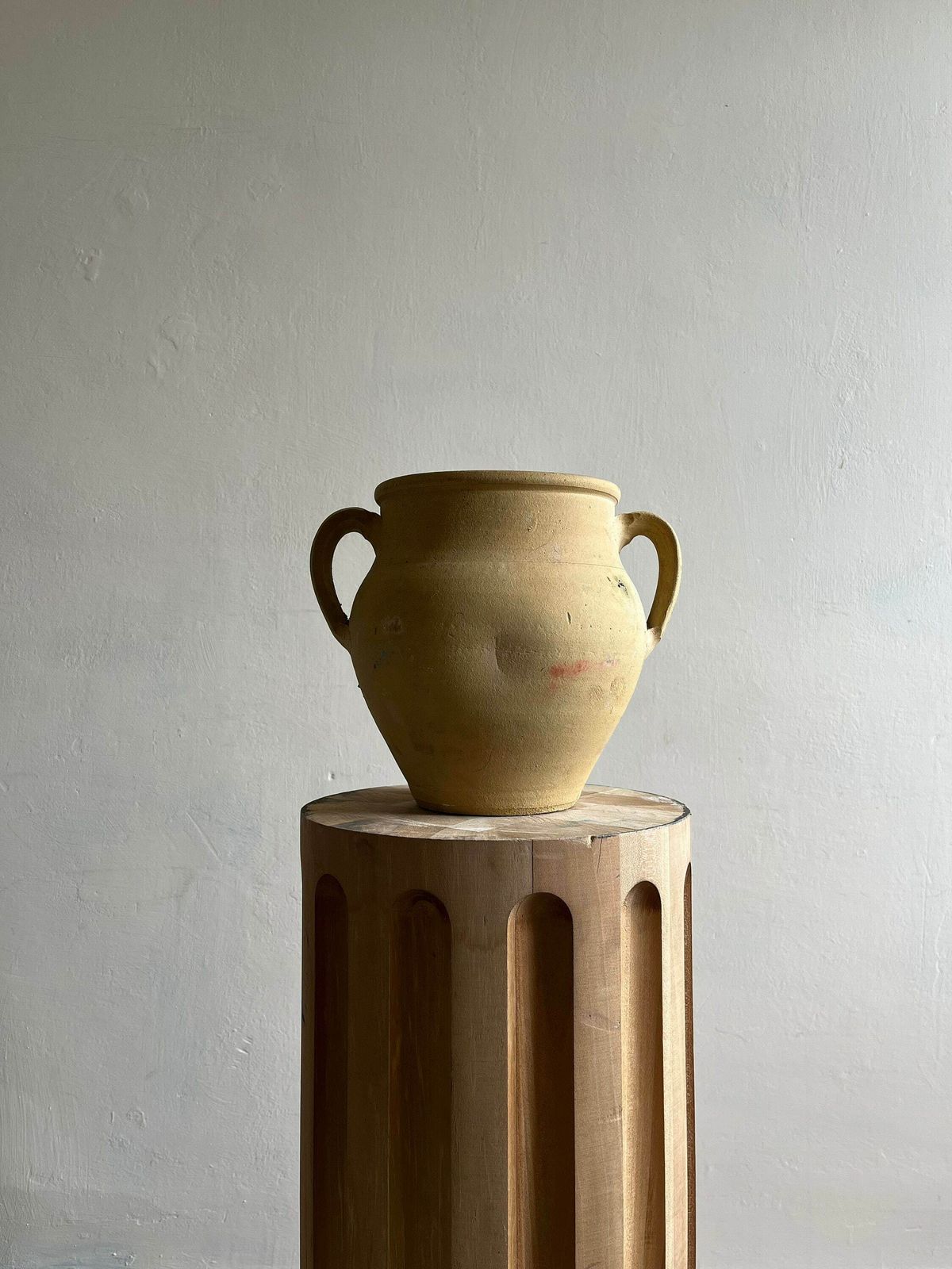 Twin Handled Antique Terracotta Pot Vessel Planter, Unique Rustic Handmade Mediterranean Piece
