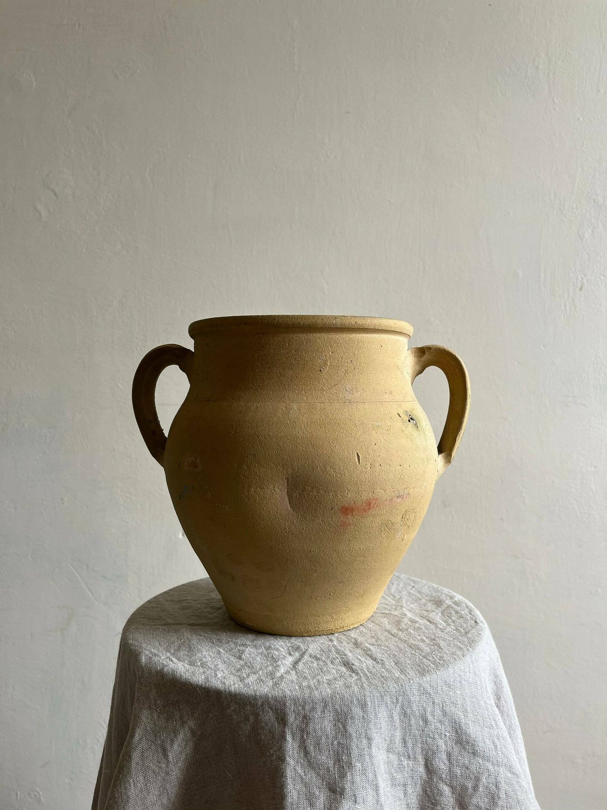 Twin Handled Antique Terracotta Pot Vessel Planter, Unique Rustic Handmade Mediterranean Piece photo vintage