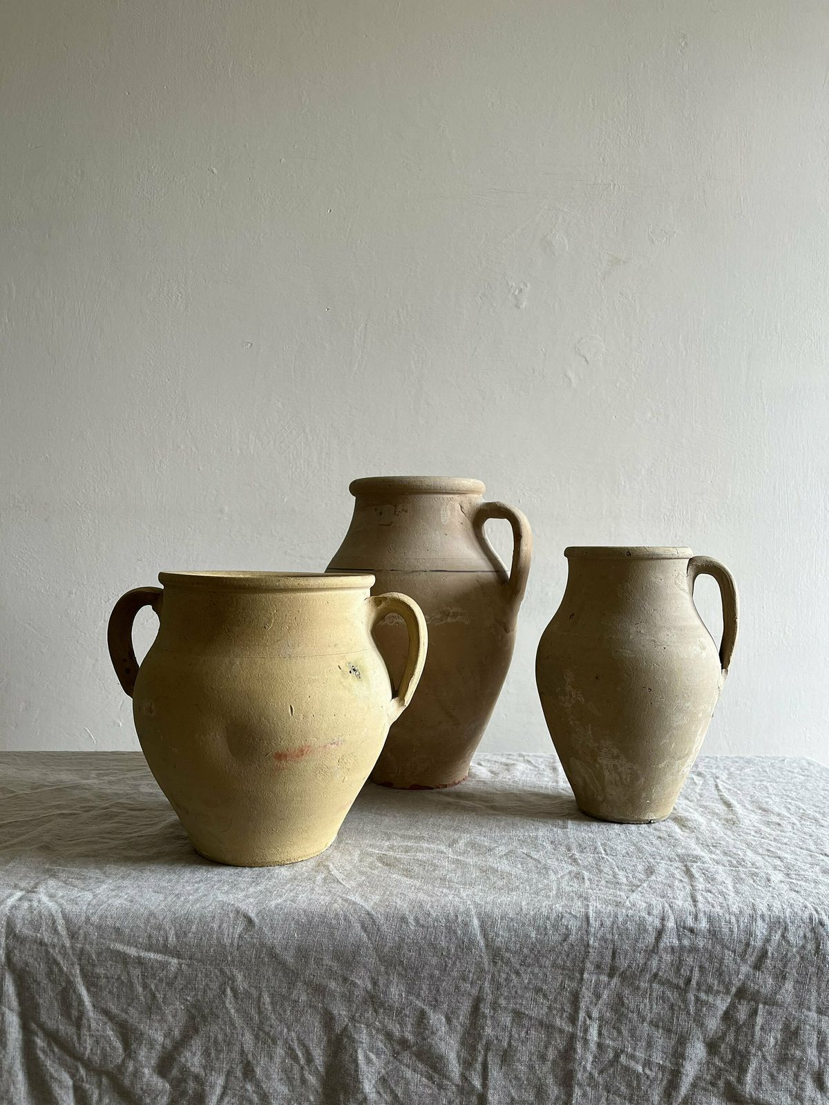 photo furniture Twin Handled Antique Terracotta Pot Vessel Planter, Unique Rustic Handmade Mediterranean Piece