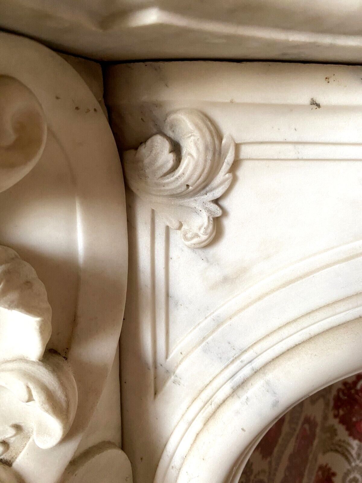 Louis XV Style Fireplace In White Carrara Marble 19th Century photo Home Fixtures