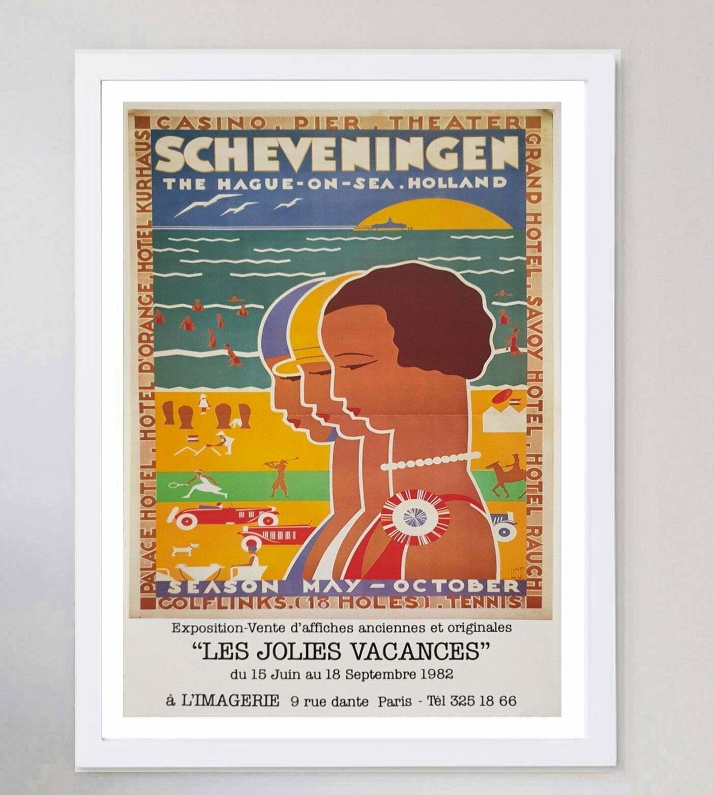 Original Vintage Poster Scheveningen   Les Jolies Vacances photo for sale