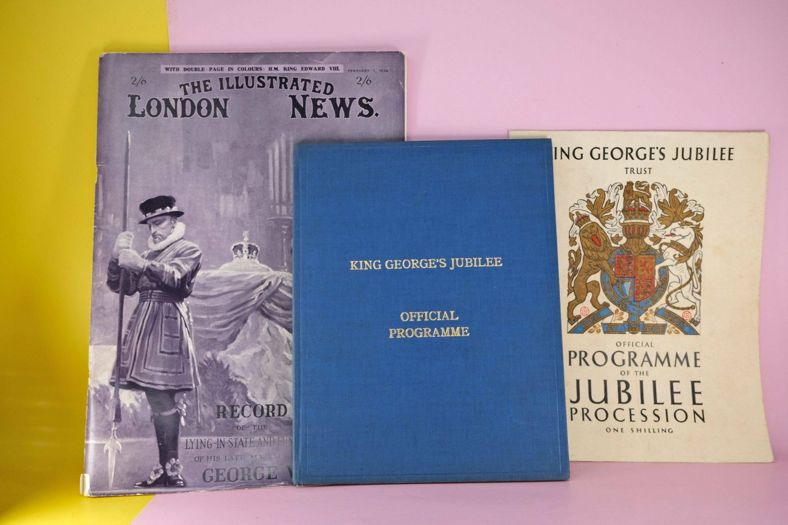 King George V 1935 Silver Jubilee & 1910 Funeral Memorabilia Collection – British Royal Ephemera Lot photo furniture