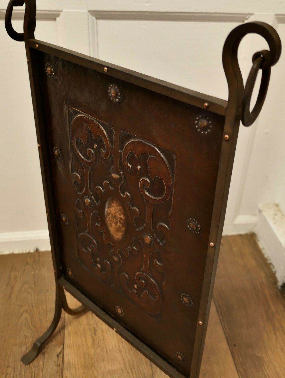 Victorian Arts And Crafts Copper And Iron Fire Screen photo Home Fixtures