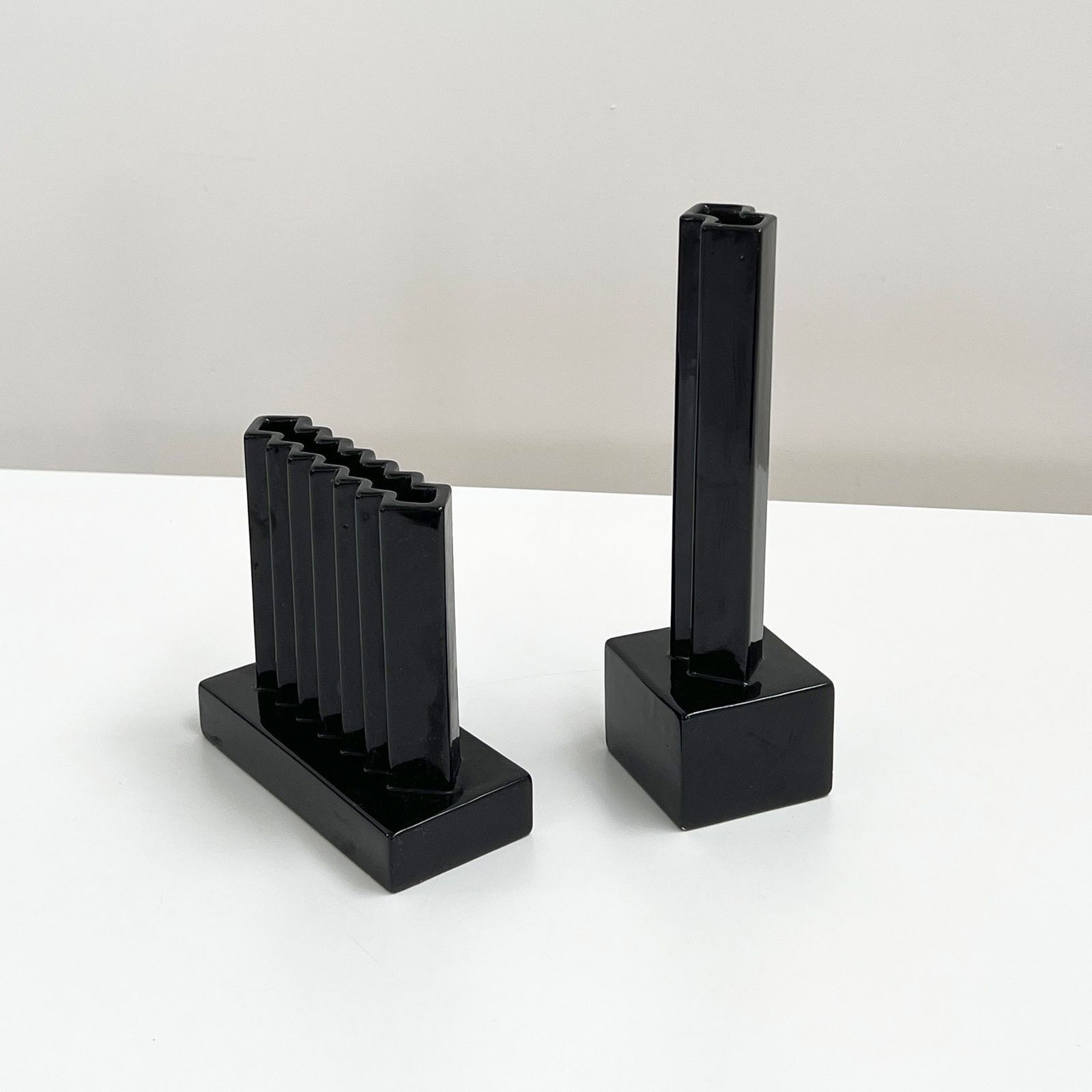 Pair Of Postmodern Vases In Ceramic From Sebellin, 1980s