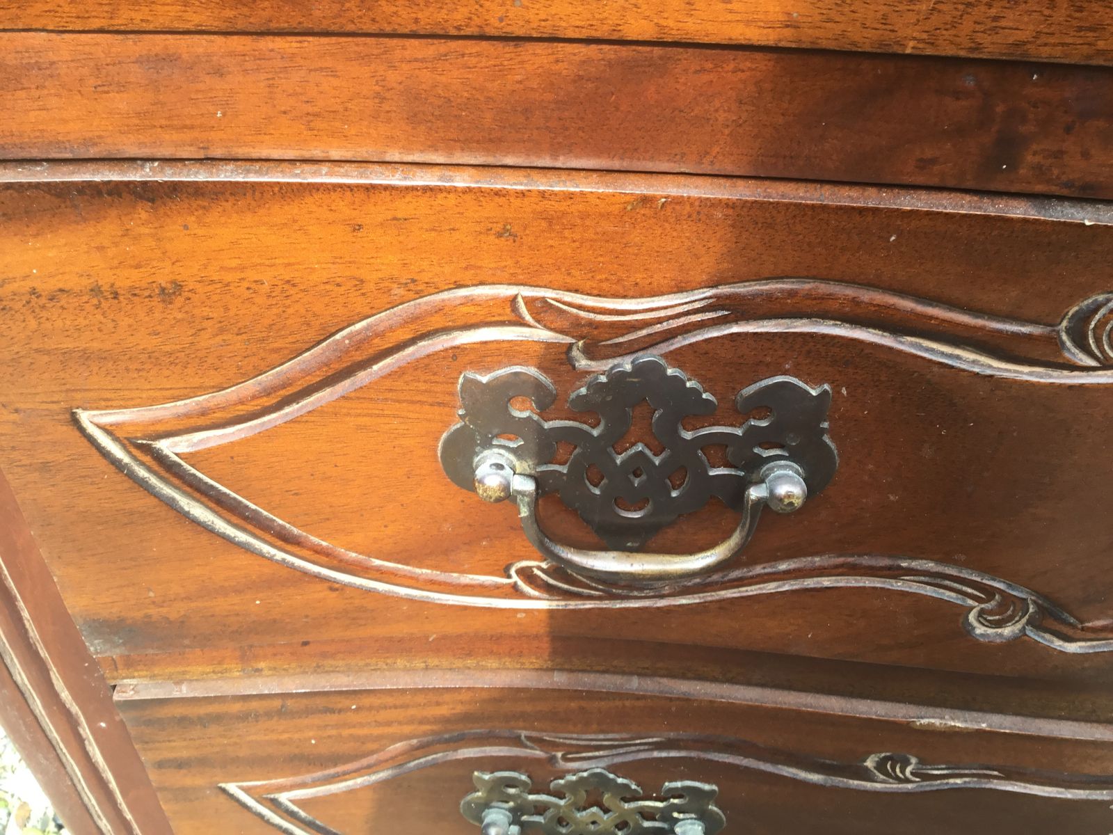 Mahogany Chest Of Drawers With Beveled Edge Glass Protector Top photo for sale