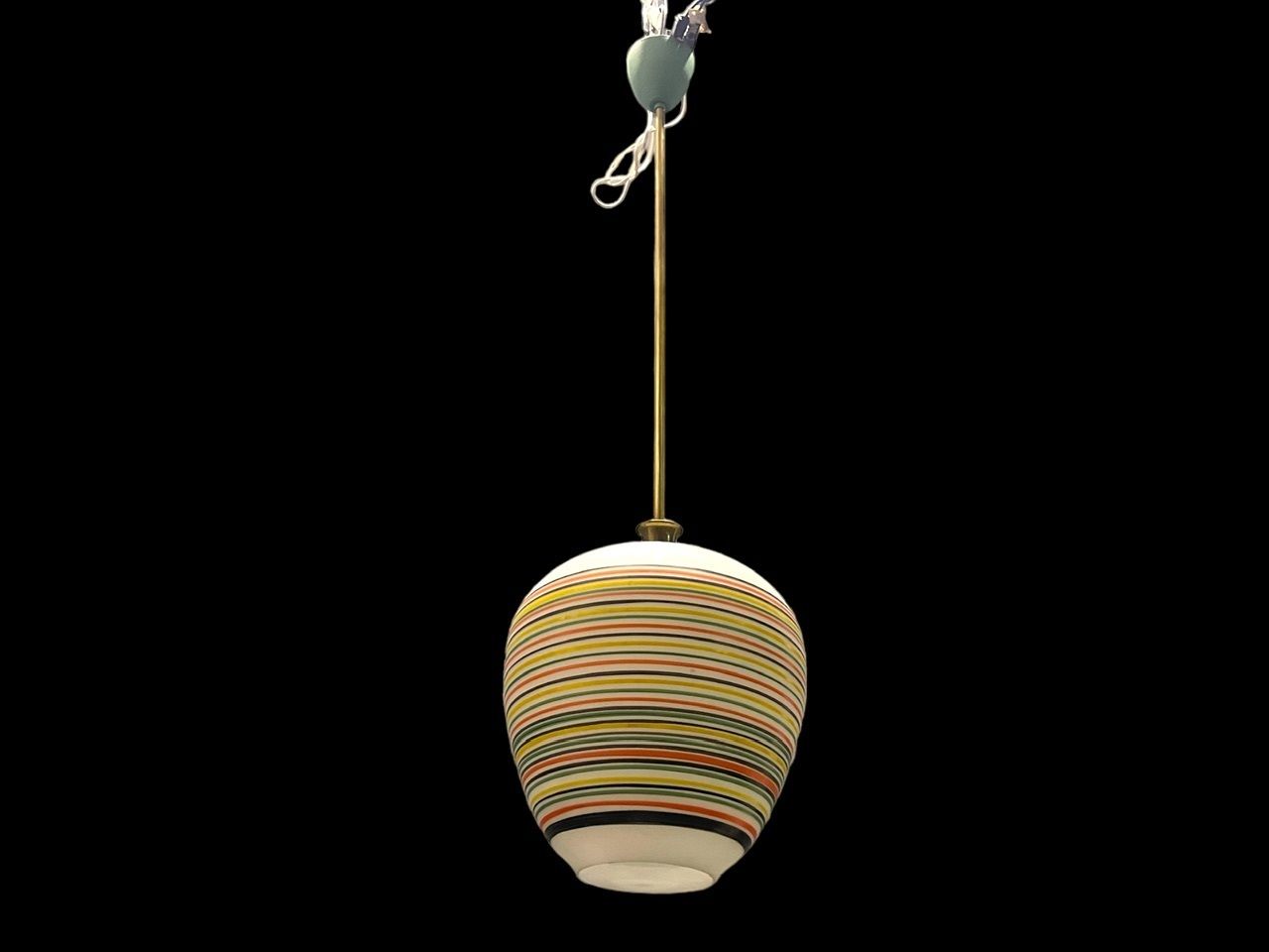 Italian Opaline Glass Light Pendant 1960’s photo Lighting