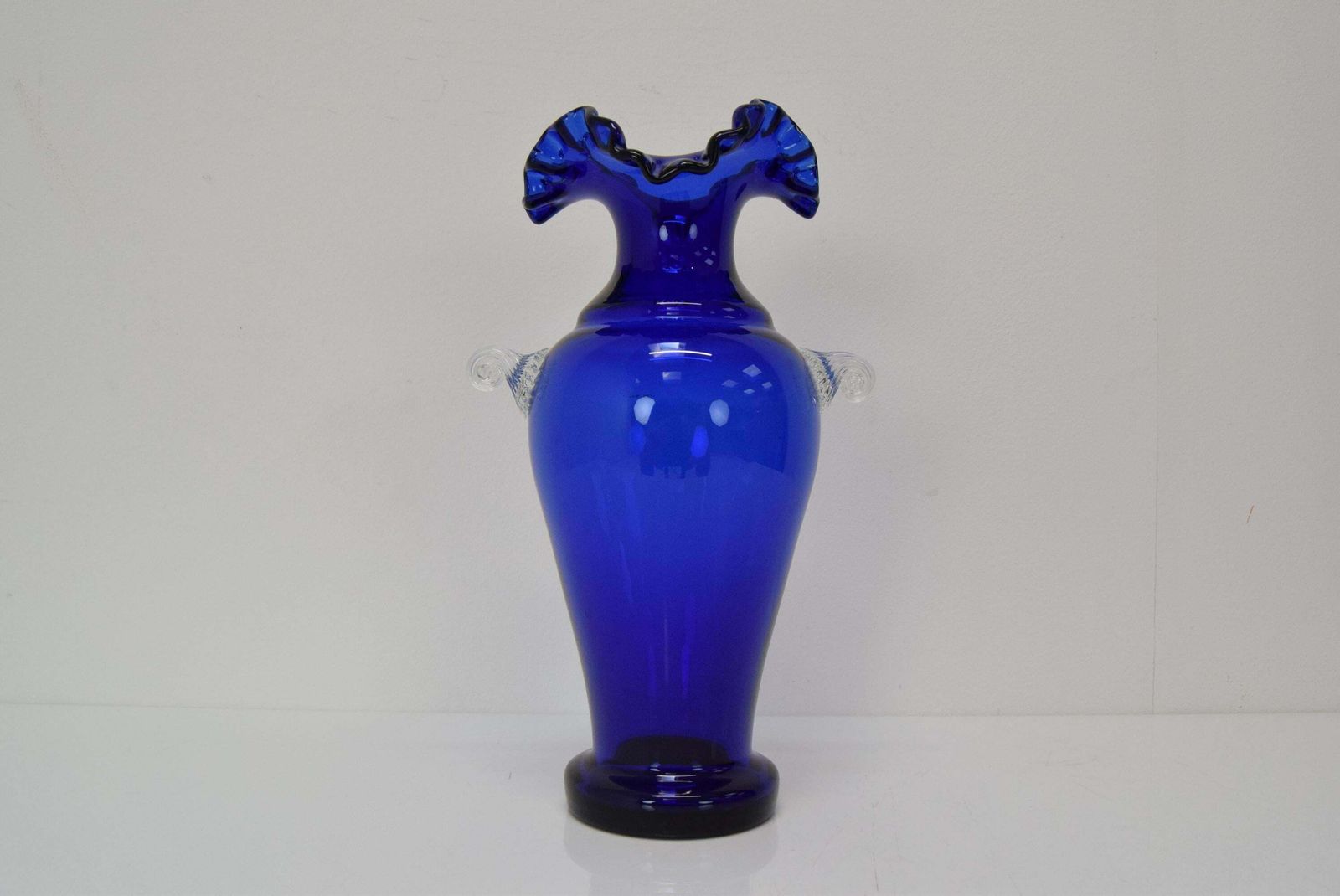 Art Czech Glass Vase, By Glasswork Novy Bor, 1950's. photo for sale