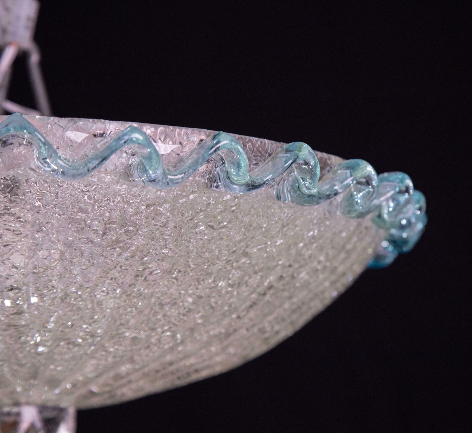 Italian Blue Glass Ceiling Fixture By Barovier & Toso, Murano, 1960 photo Lighting