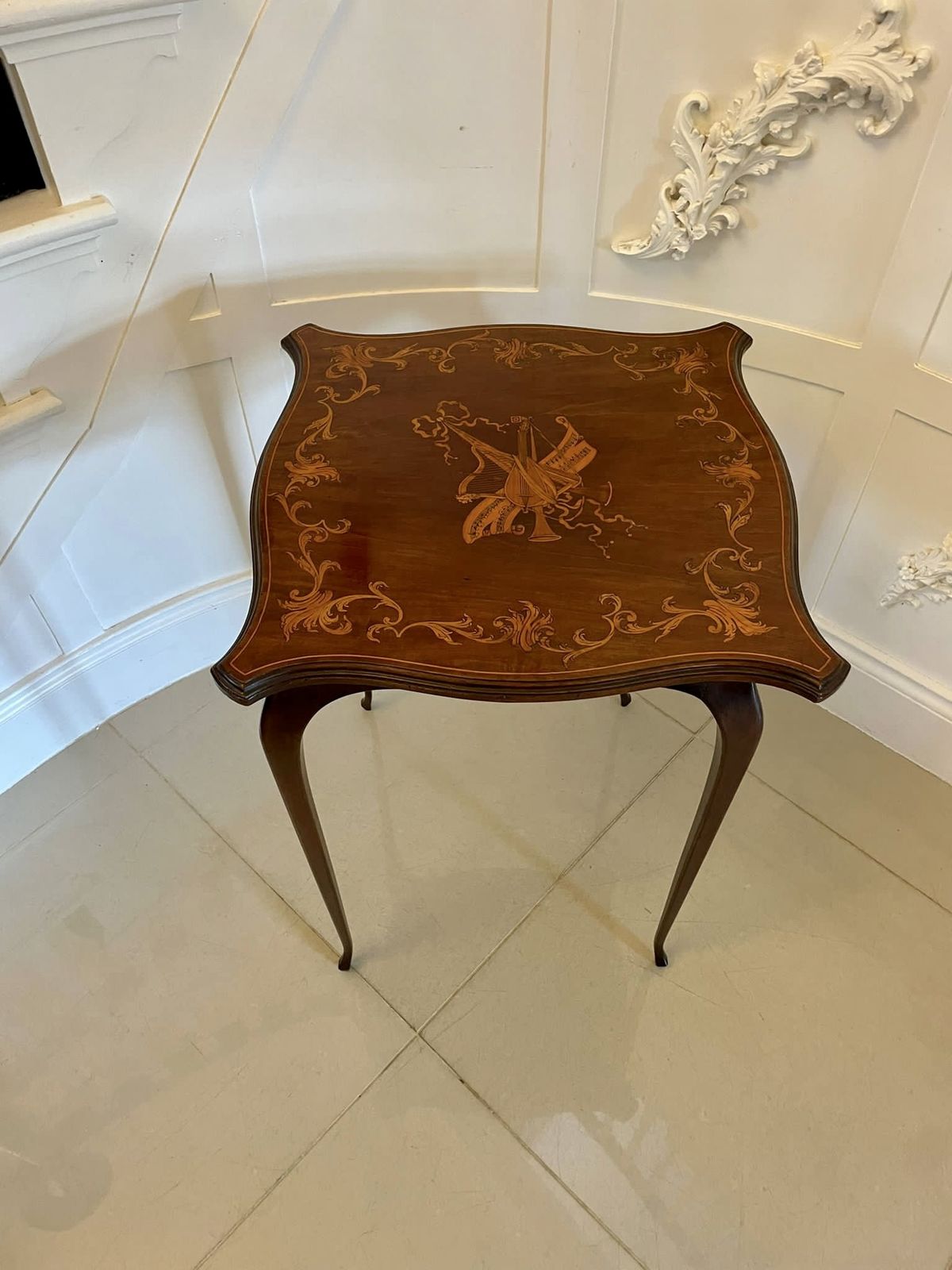Superb Quality Antique 19th Century Marquetry Inlaid Mahogany Side Table photo Furniture