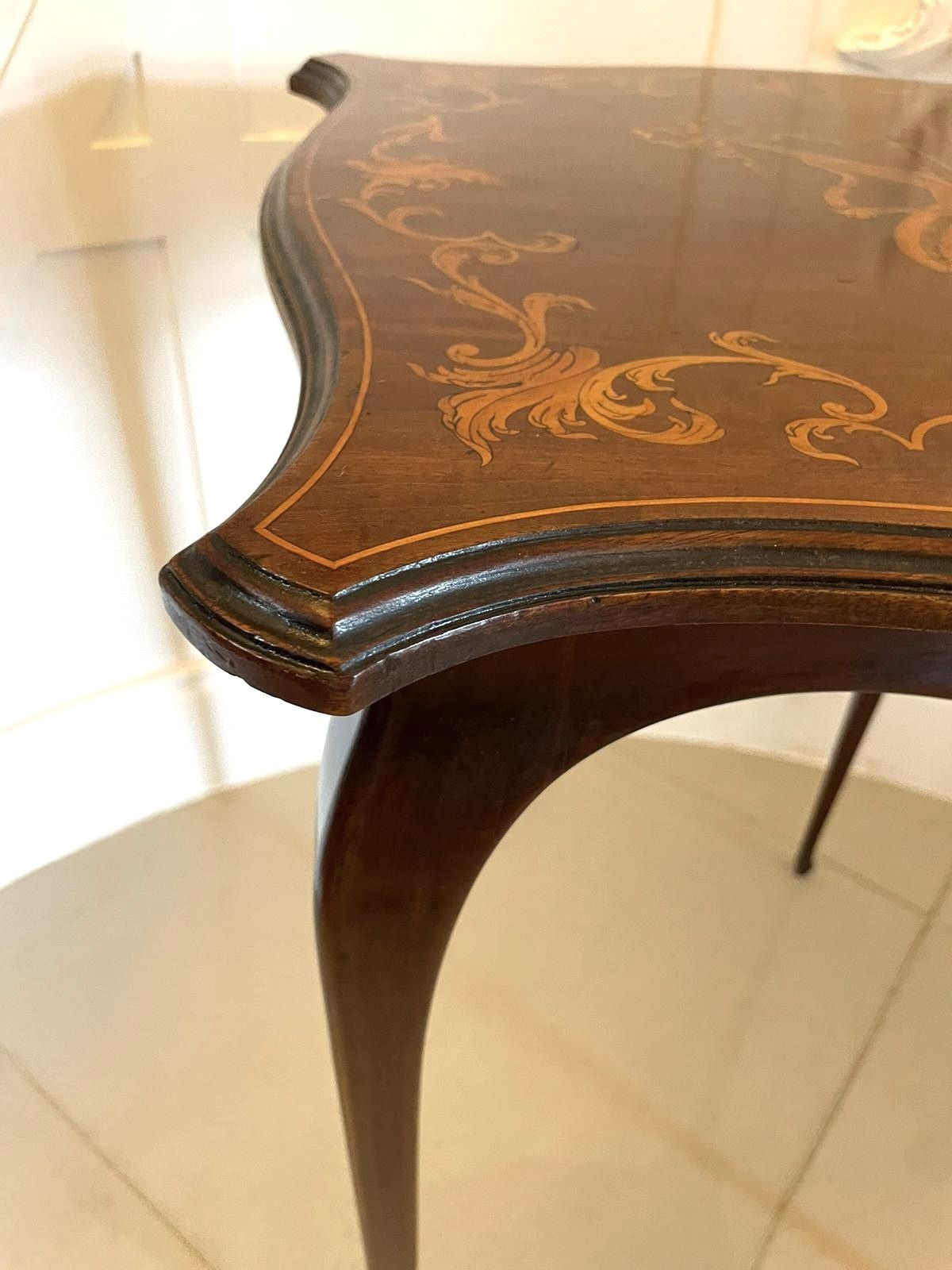 Superb Quality Antique 19th Century Marquetry Inlaid Mahogany Side Table photo 1285.0
