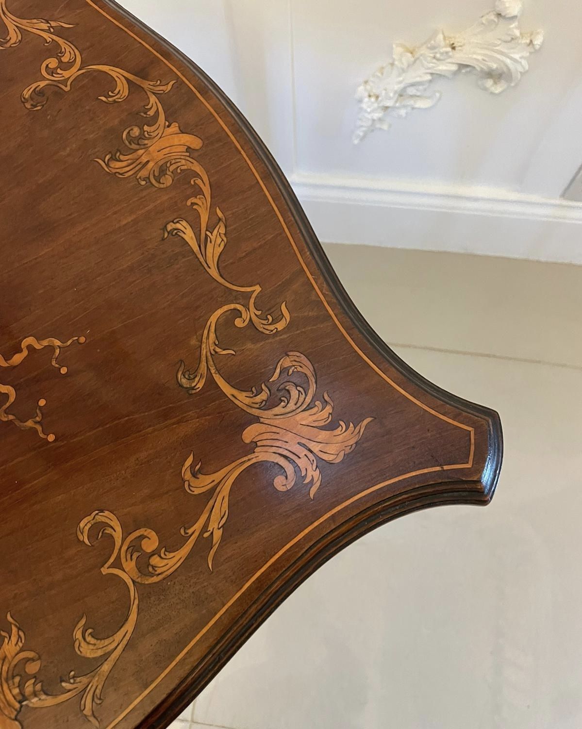 photo for sale Superb Quality Antique 19th Century Marquetry Inlaid Mahogany Side Table
