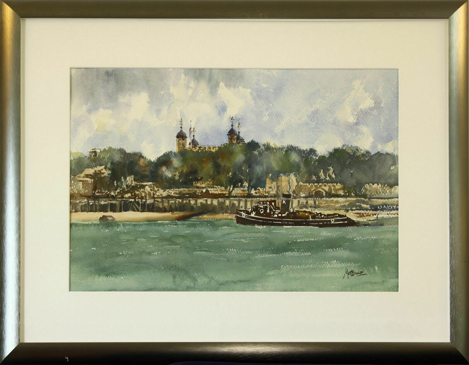 Watercolour By Matt Bruce. Tower Of London From The Thames