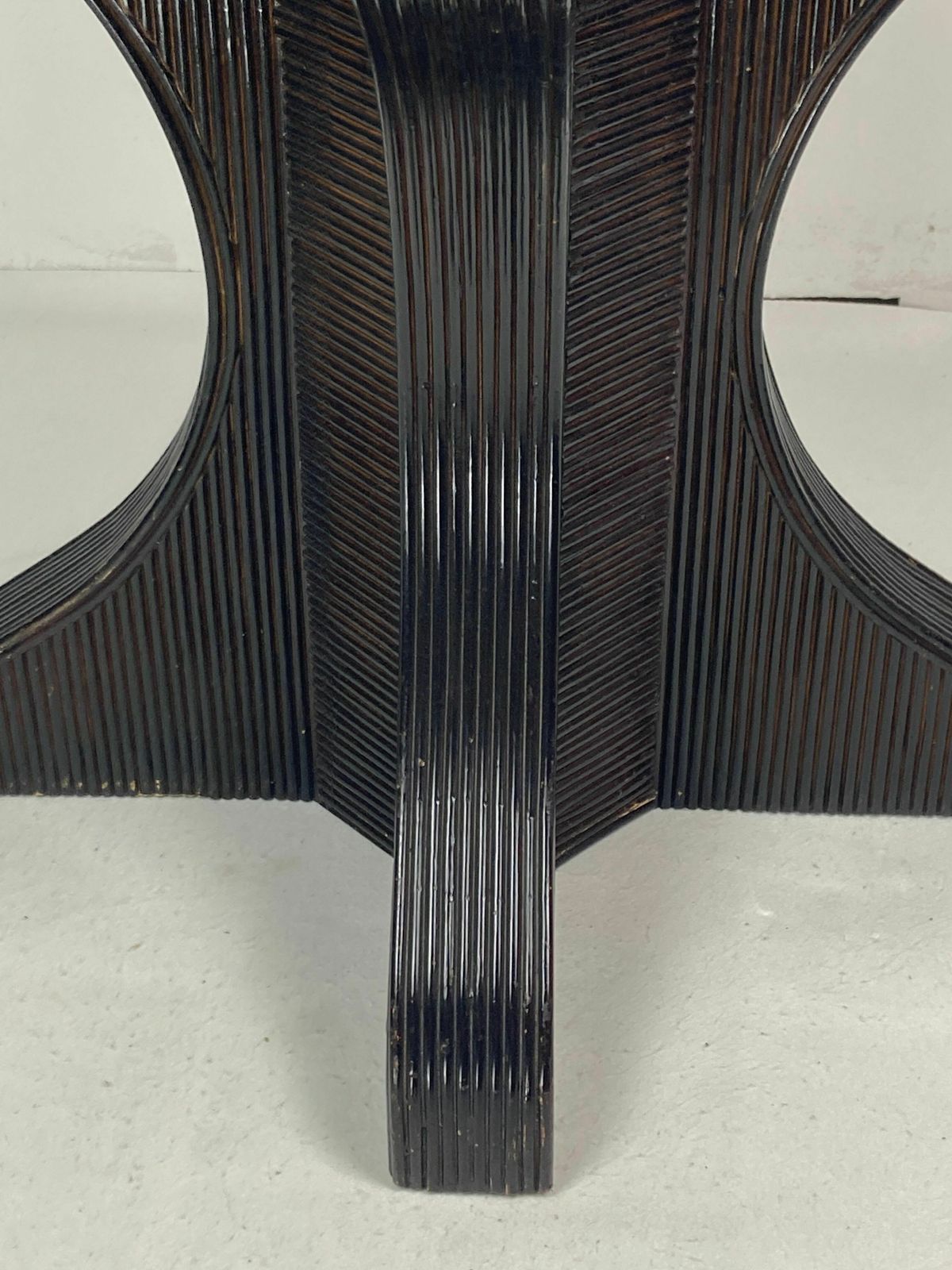 photo buy Pencil Reed Rattan Bamboo Dining Or Side Table Base With Smoked Glass Top, 1970s