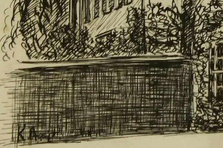 Pen And Ink Of A House Monogrammed Ka photo for sale
