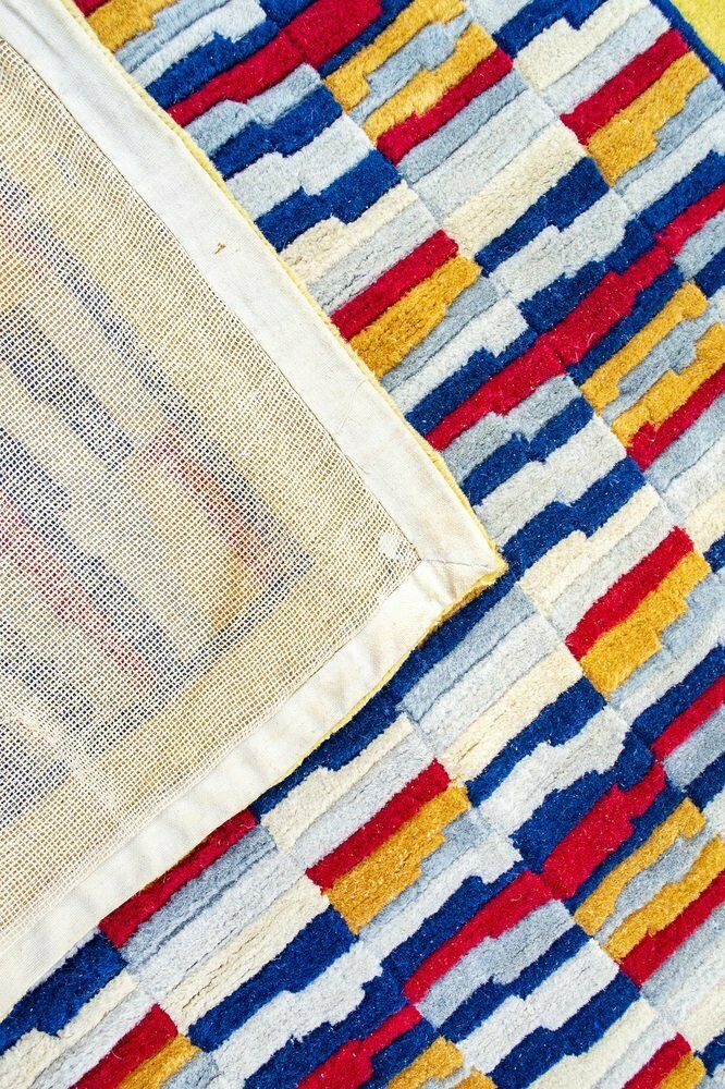 Handgetuft Geometrisch Vloerkleed, Jaren 1970 photo Textiel
